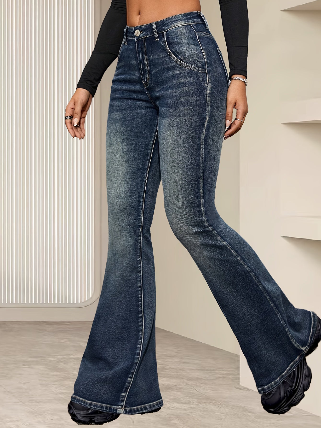 Flare Jeans with a Refined Everyday Fit with Denim Look