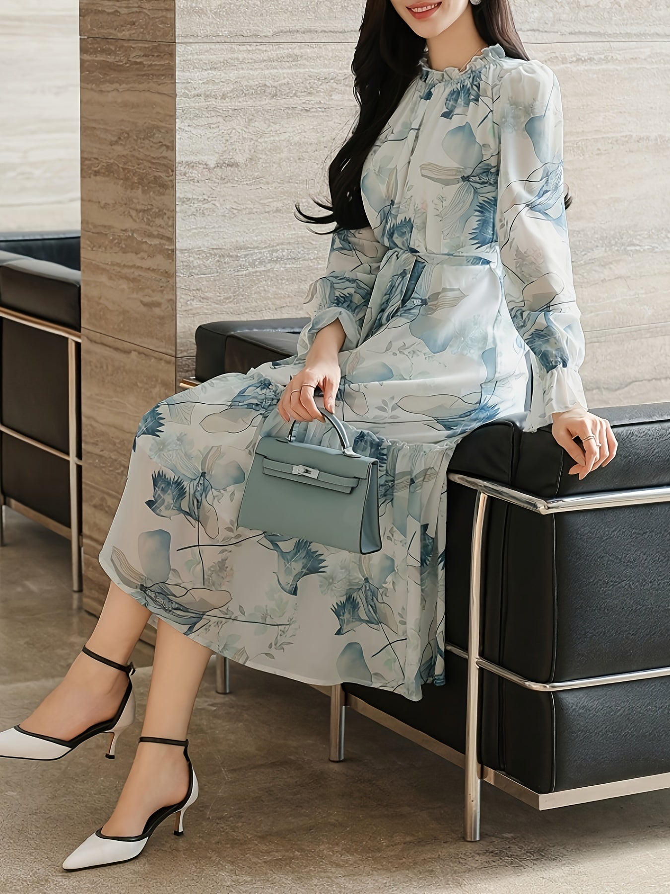 Modern Floral Midi Dress for Fresh Wardrobe Looks with Floral Print