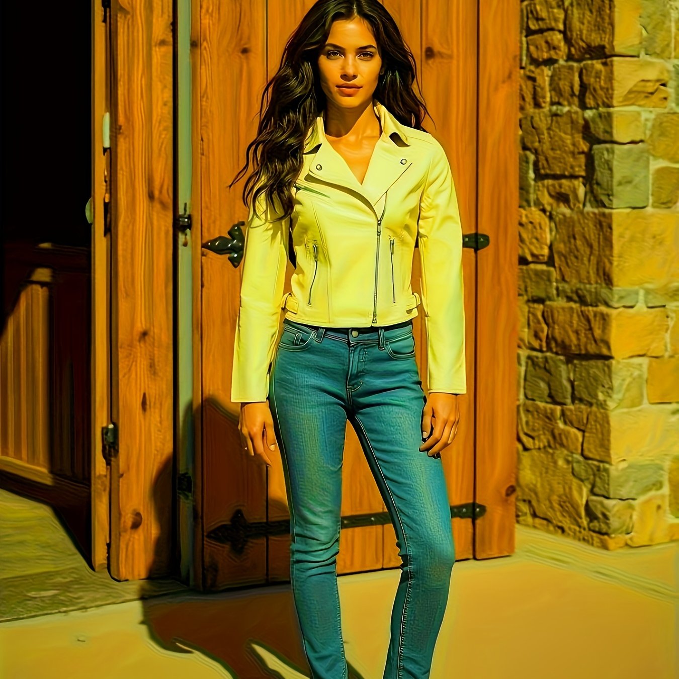 Faux Leather Jacket with a Refined Everyday Fit with Faux Leather Finish