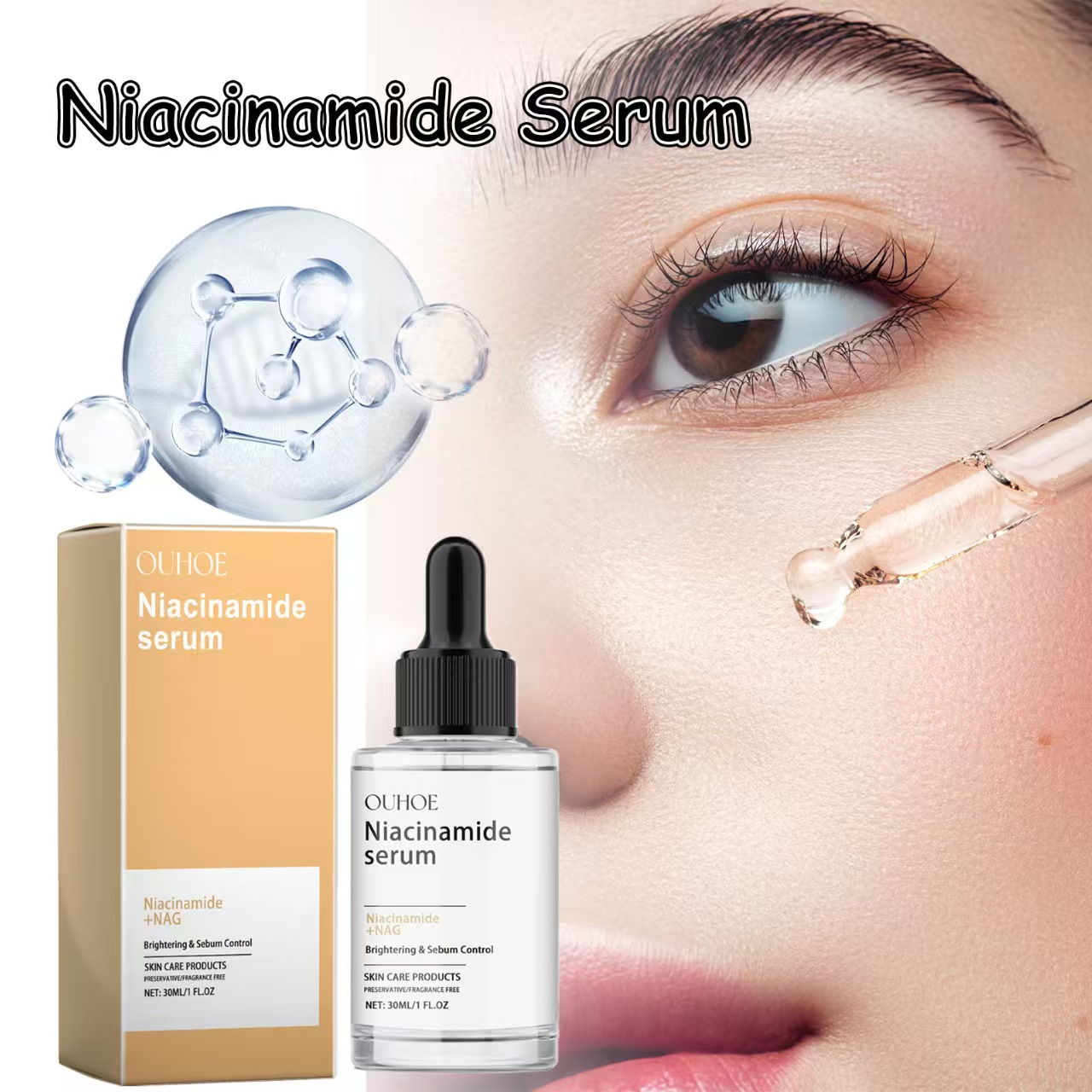 Niacinamide Brightening Face Serum with Dropper Applicator | 30ml 5% Pure Niacinamide Pore Minimizing, Oil Control & Dark Spot Correcting Serum for All Skin Types