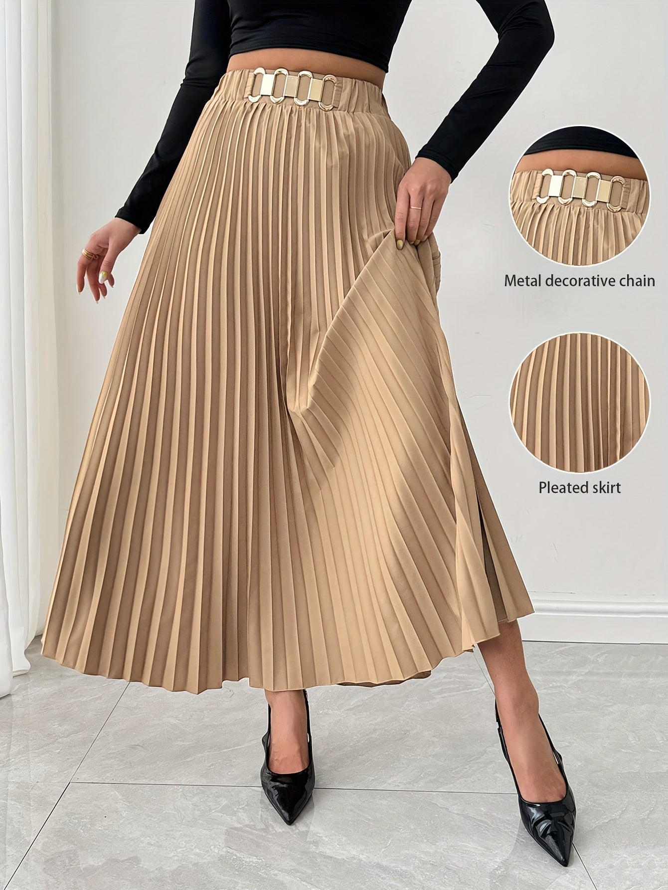 Boutique Pleated Skirt for Easy Styling with Waist Belt