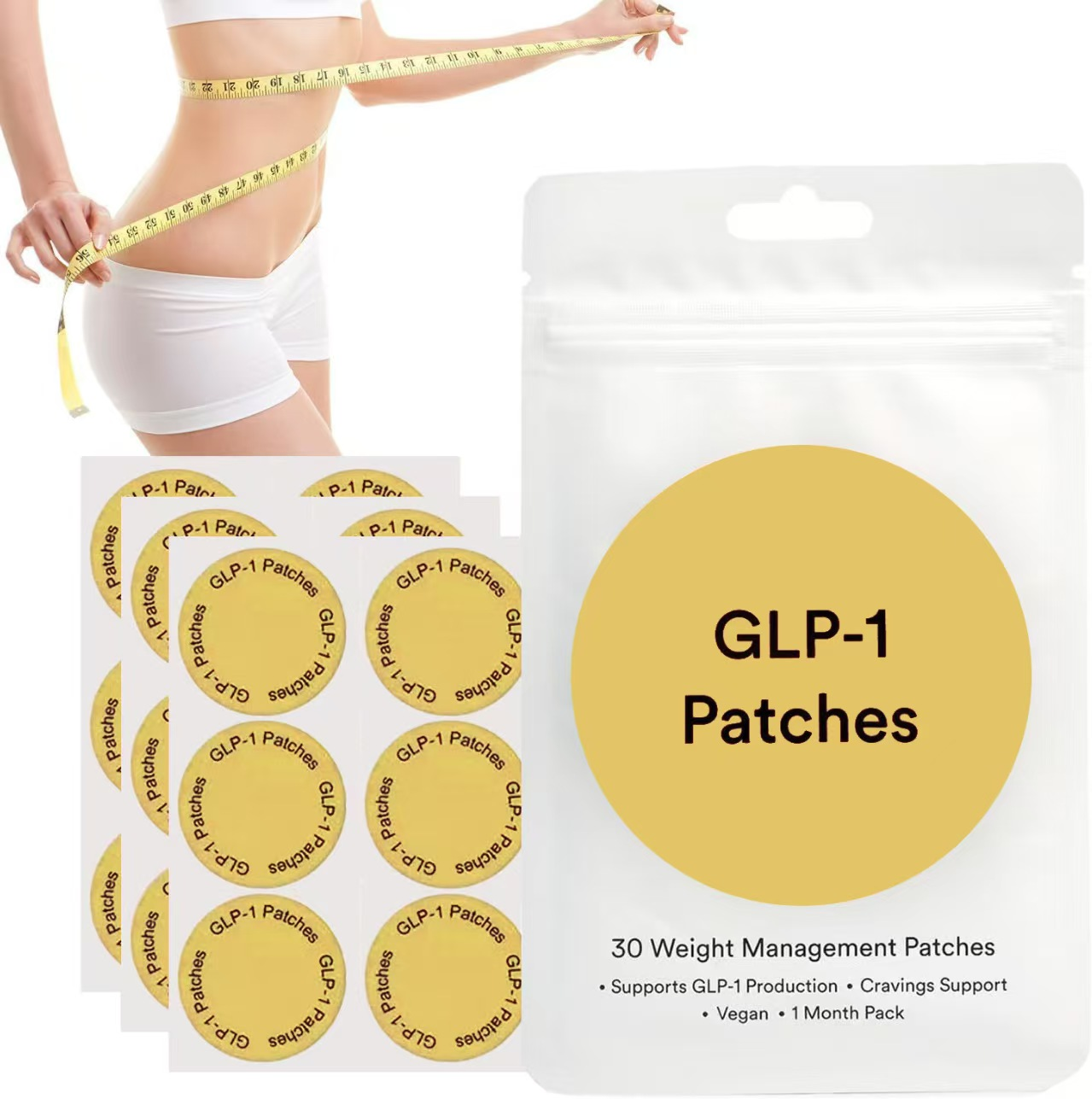 GLP-1 Weight Management Patches | 30 Pack Transdermal Slimming Patches for Appetite Control, Metabolism Boost & Bloating Relief