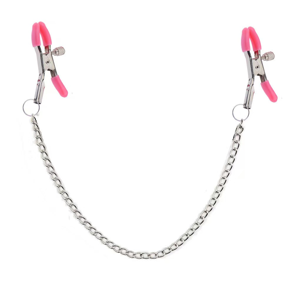 Adjustable Nipple Clamps with Connecting Chain | Pink Soft-Tip Intimate Clamps for Customizable Comfort & Versatile Play