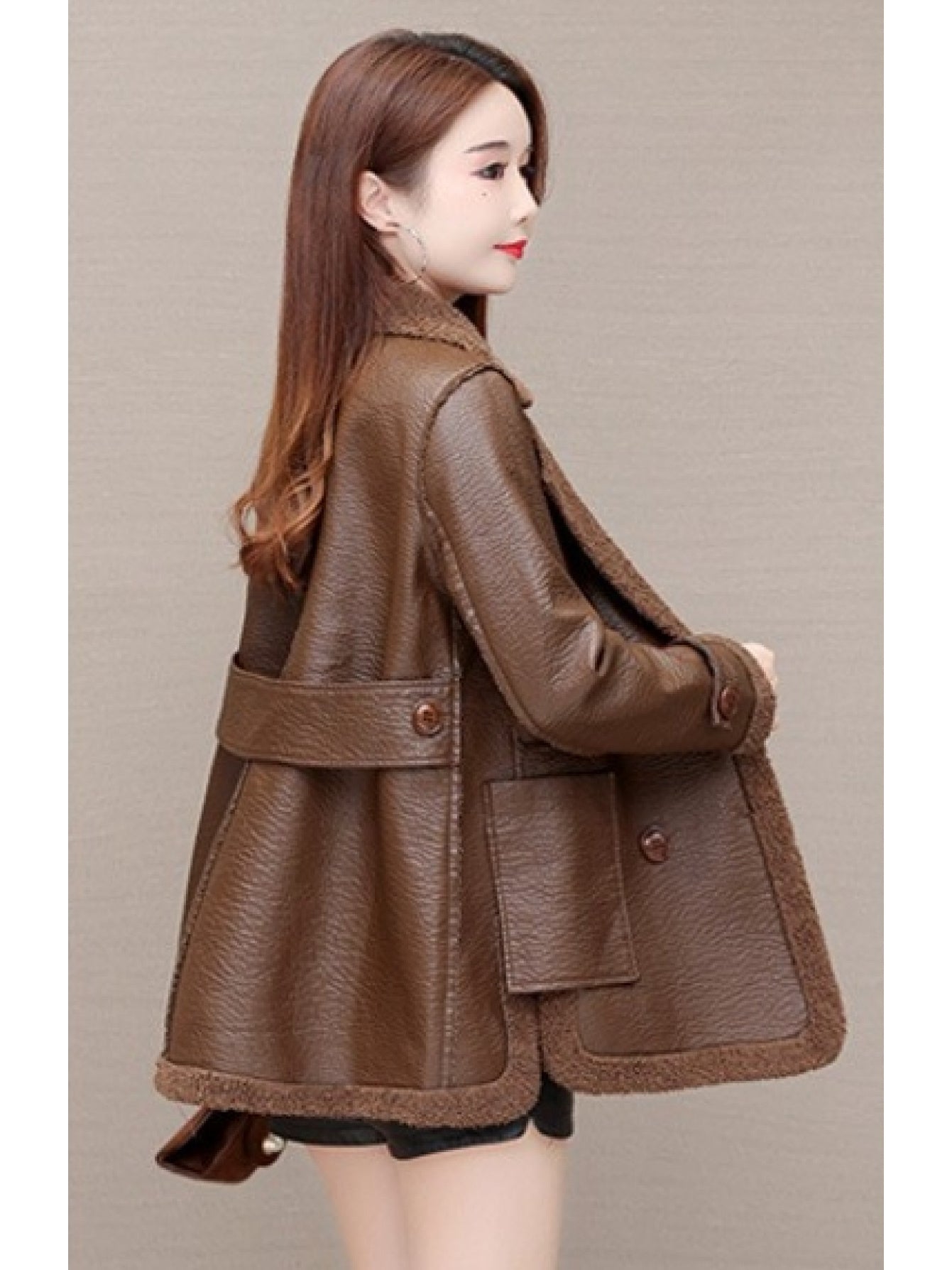 Boutique Faux Leather Jacket for Easy Styling with Faux Leather Finish