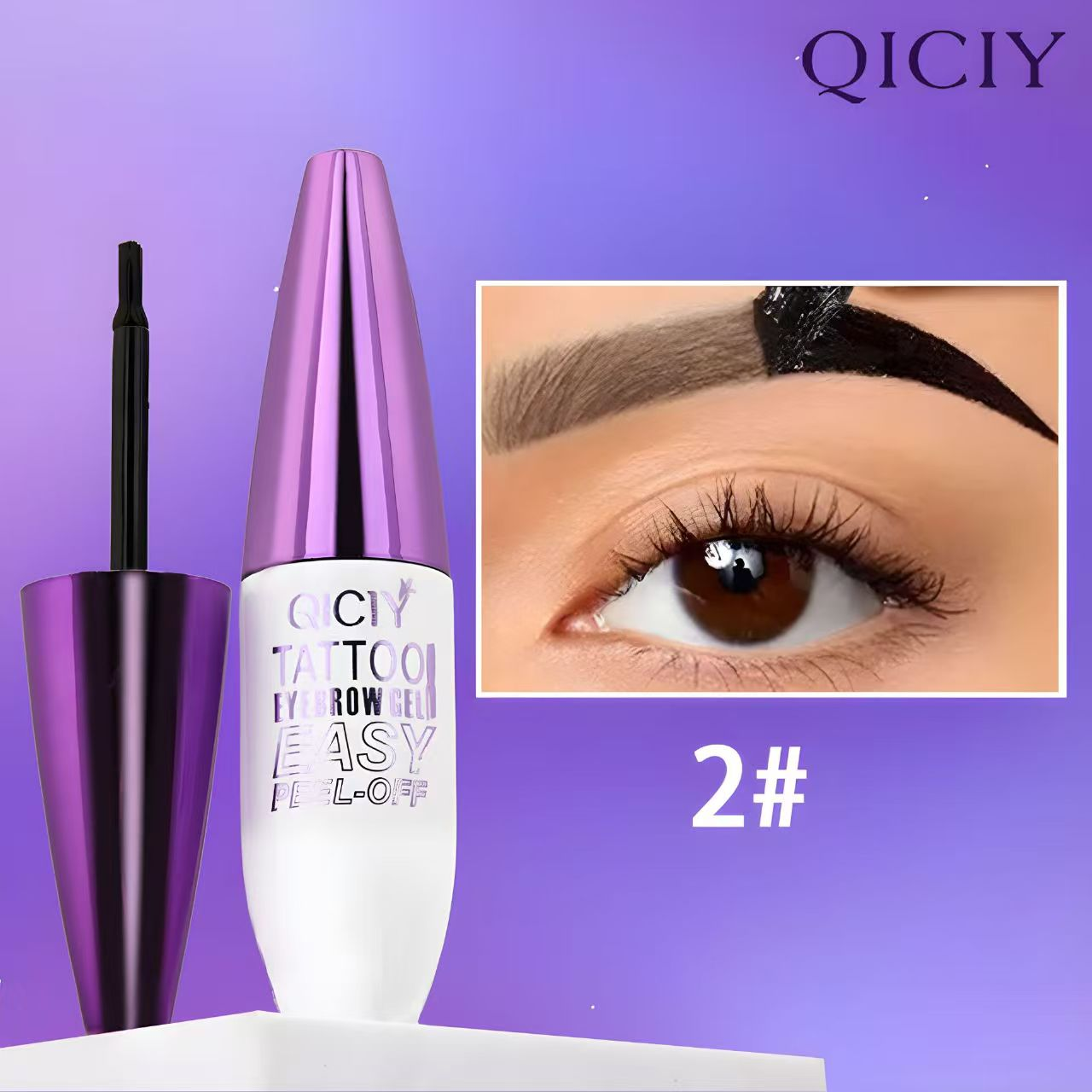 QICIY Peel-Off Eyebrow Tattoo Gel Tint - Long-Lasting Waterproof Eyebrow Stain (Shade 2#)