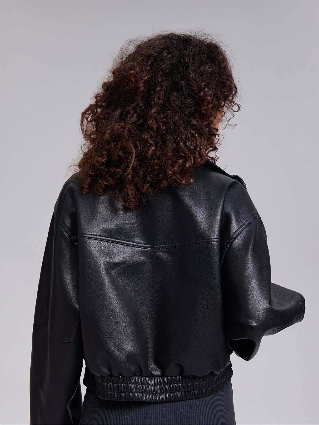 Cropped Faux Leather Jacket with a Refined Everyday Fit with Faux Leather Finish