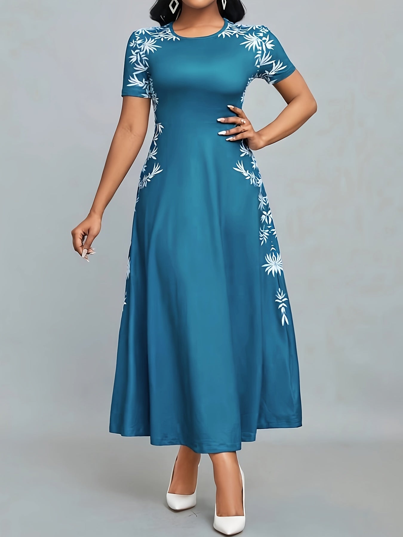 Printed Dress with a Refined Everyday Fit with Crew Neckline