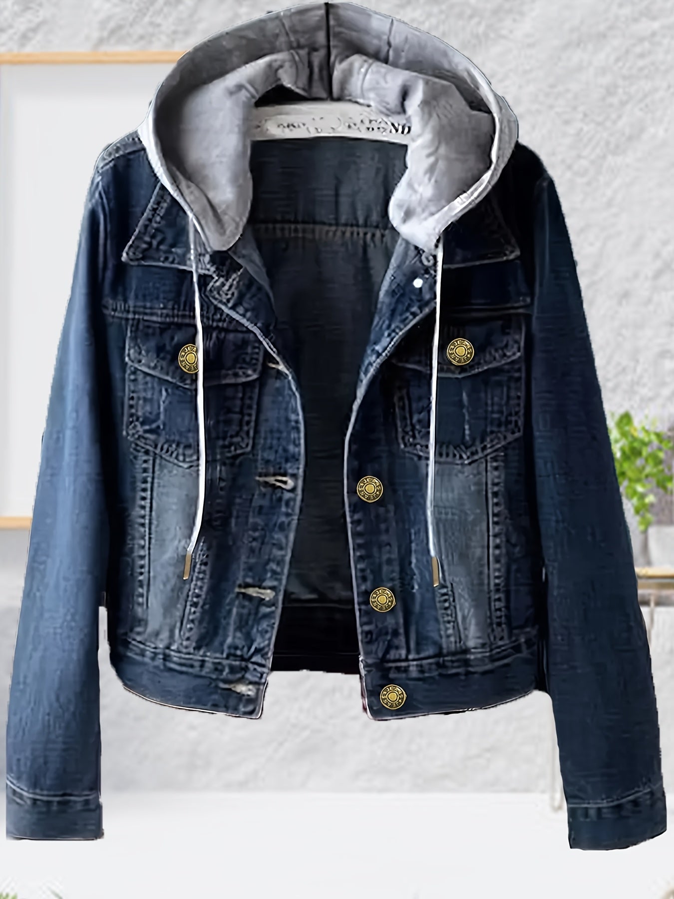 Hooded Jacket with a Refined Everyday Fit with Denim Look