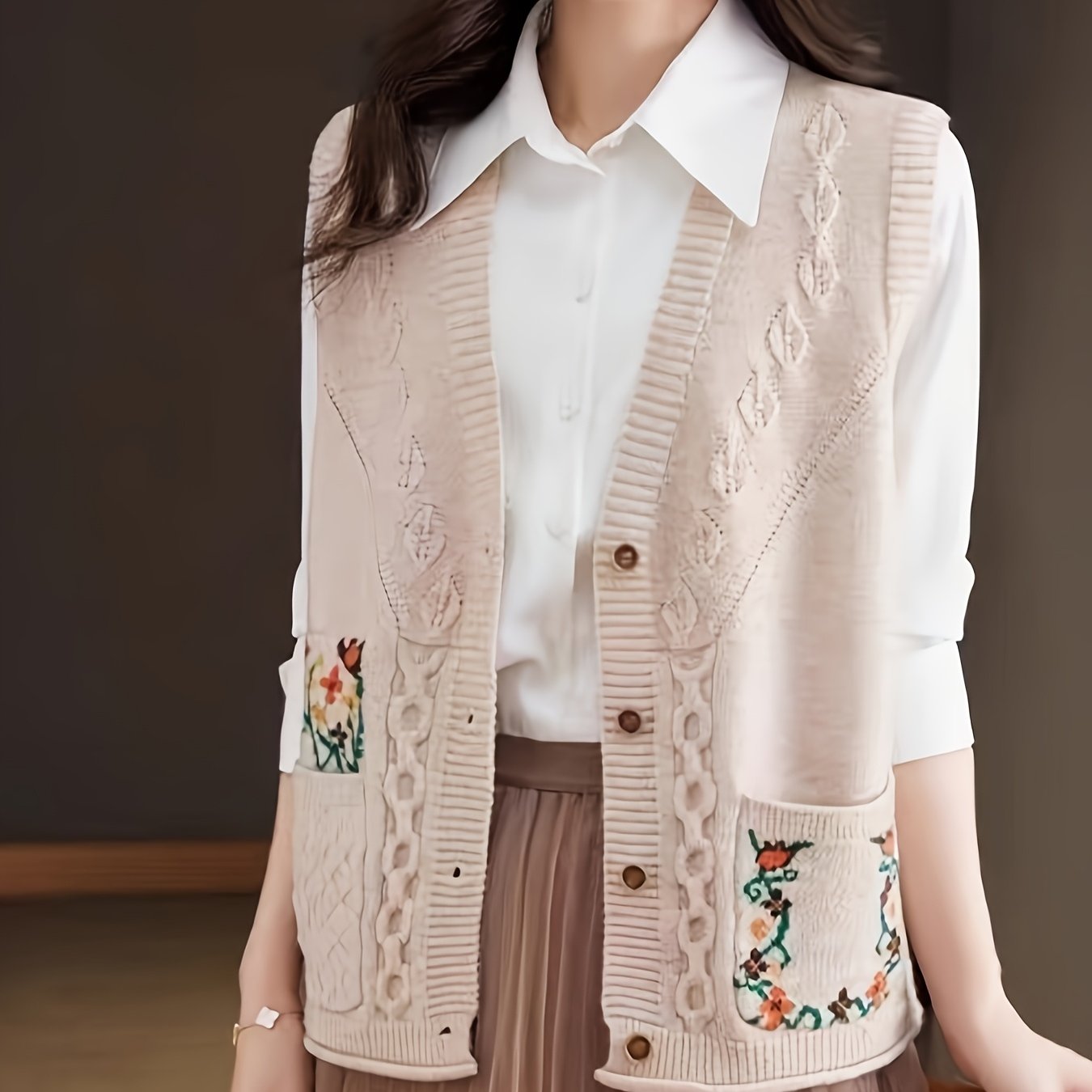 Boutique Knit Vest Top for Easy Styling with Floral Print