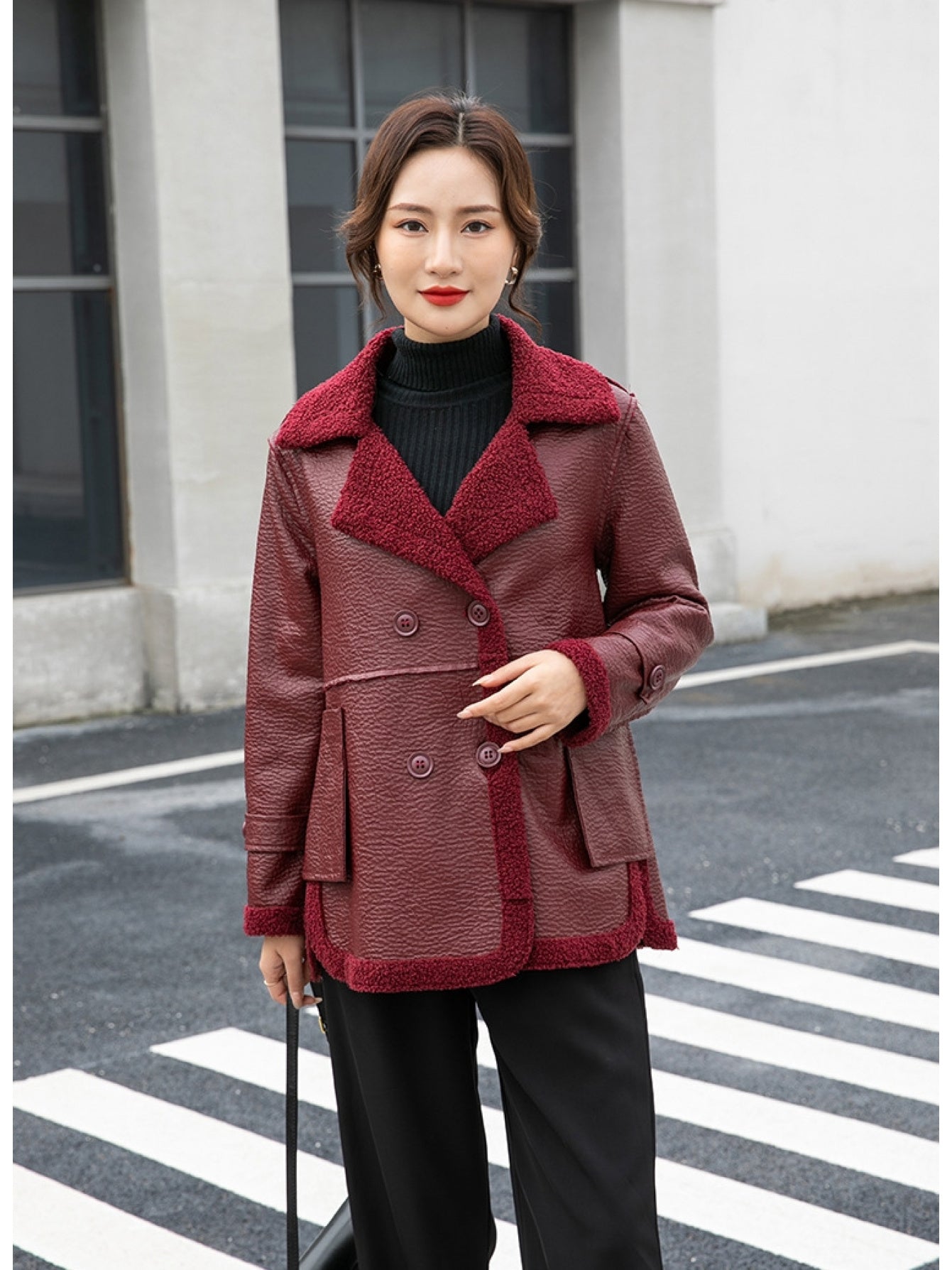 Boutique Faux Leather Jacket for Easy Styling with Faux Leather Finish