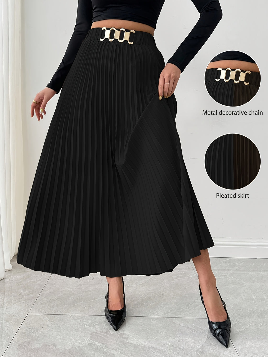 Boutique Pleated Skirt for Easy Styling with Waist Belt