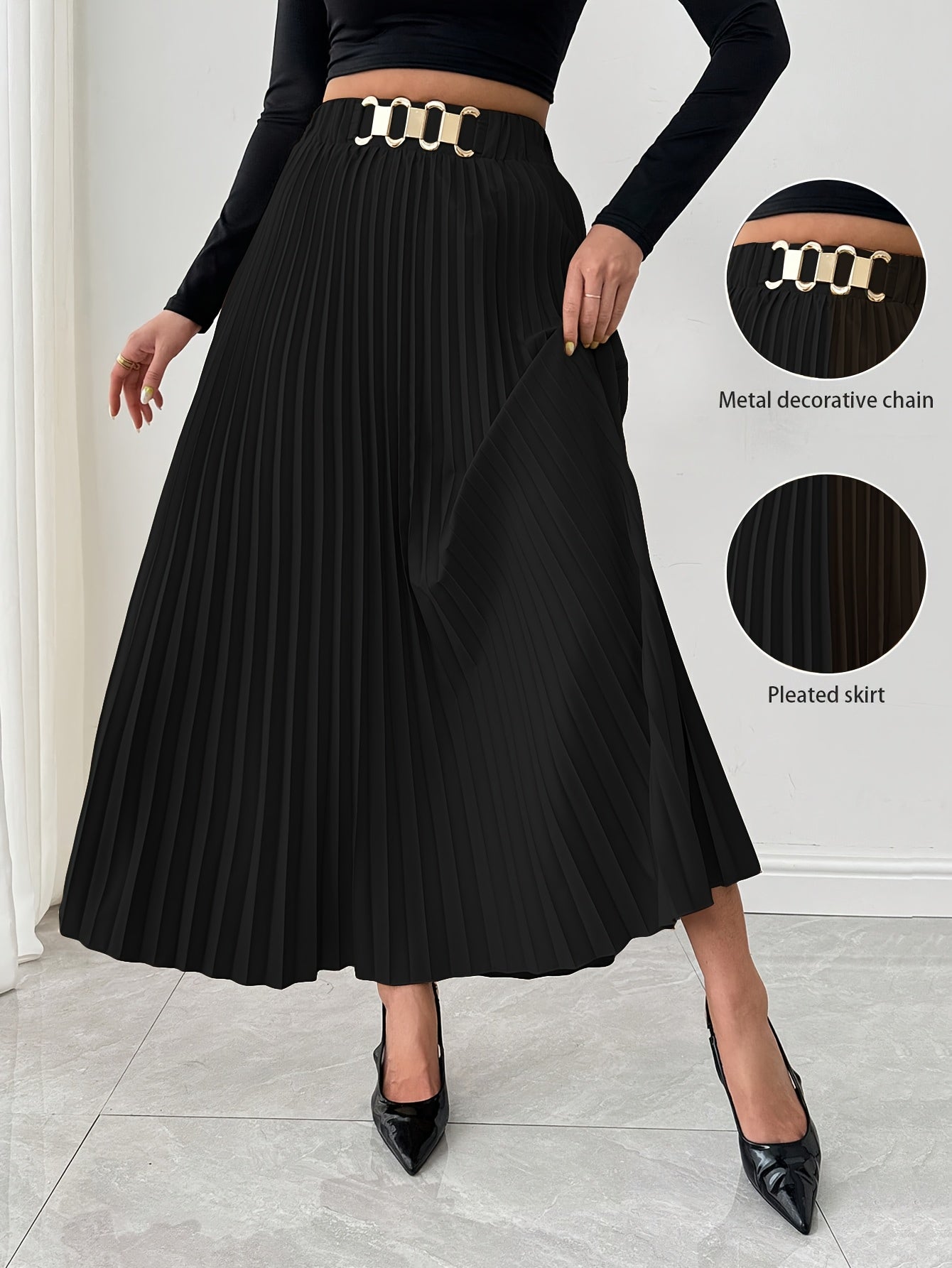 Boutique Pleated Skirt for Easy Styling with Waist Belt