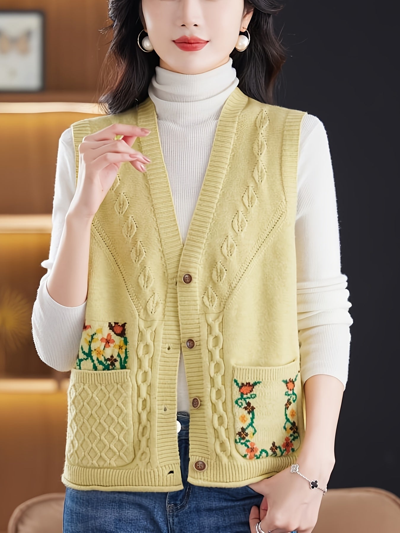 Boutique Knit Vest Top for Easy Styling with Floral Print