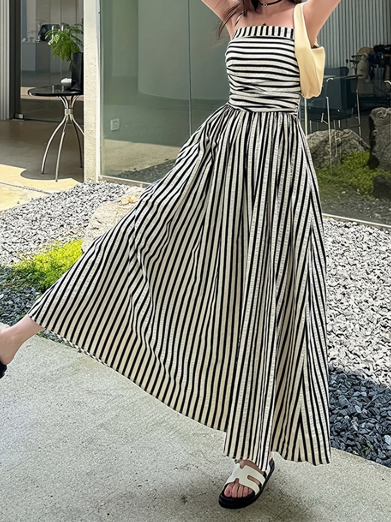 Striped Vacation Dress with a Refined Everyday Fit with Striped Pattern