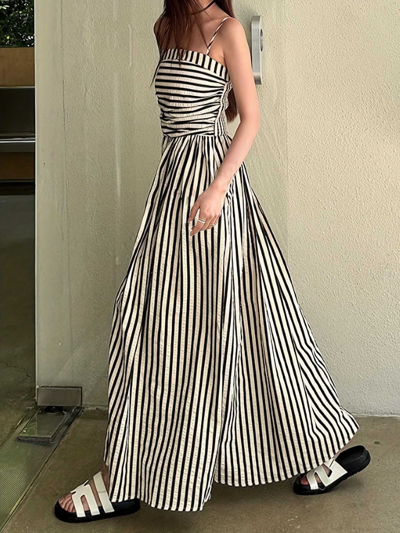 Striped Vacation Dress with a Refined Everyday Fit with Striped Pattern