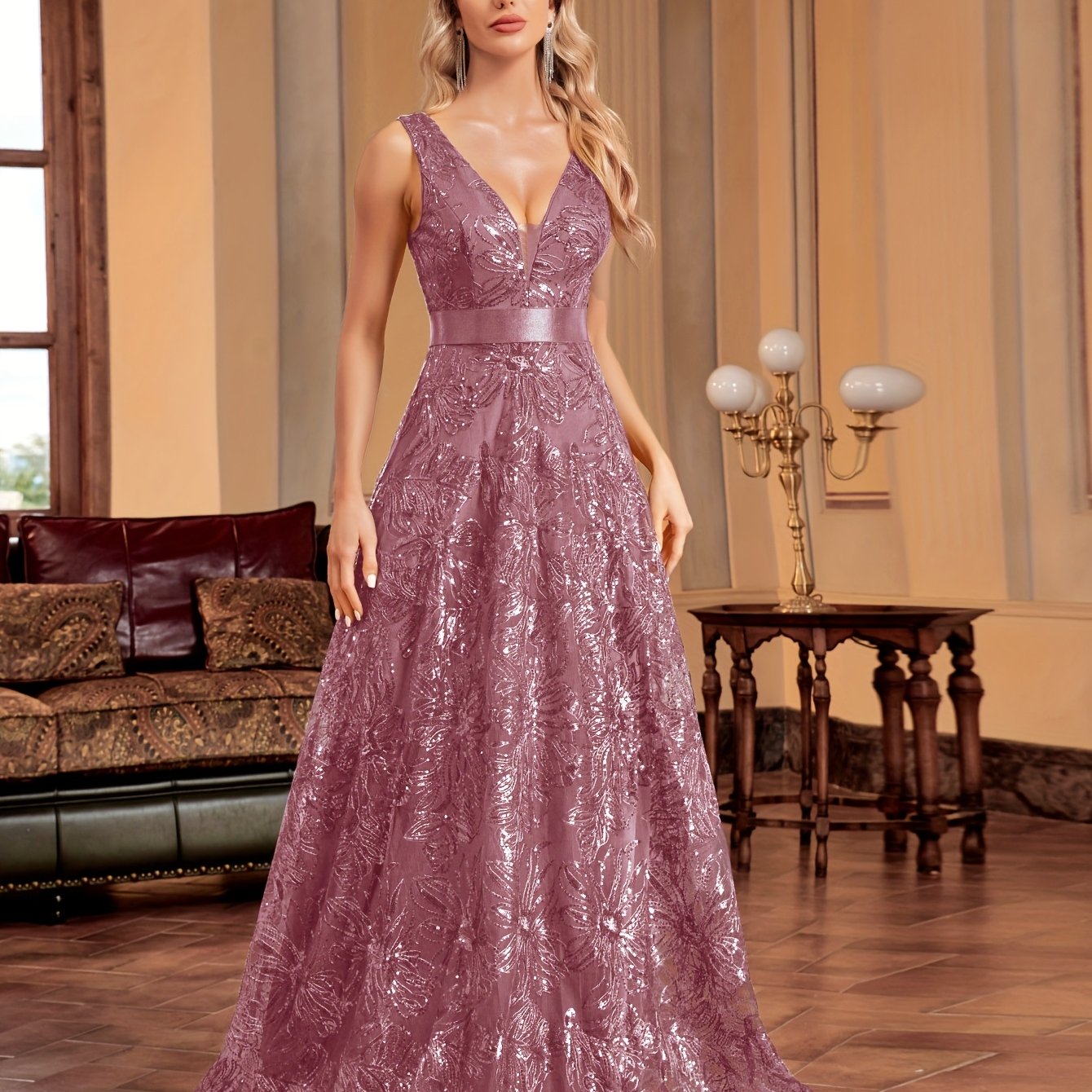 Formal Evening Gown with a Refined Everyday Fit with Sleeveless Cut