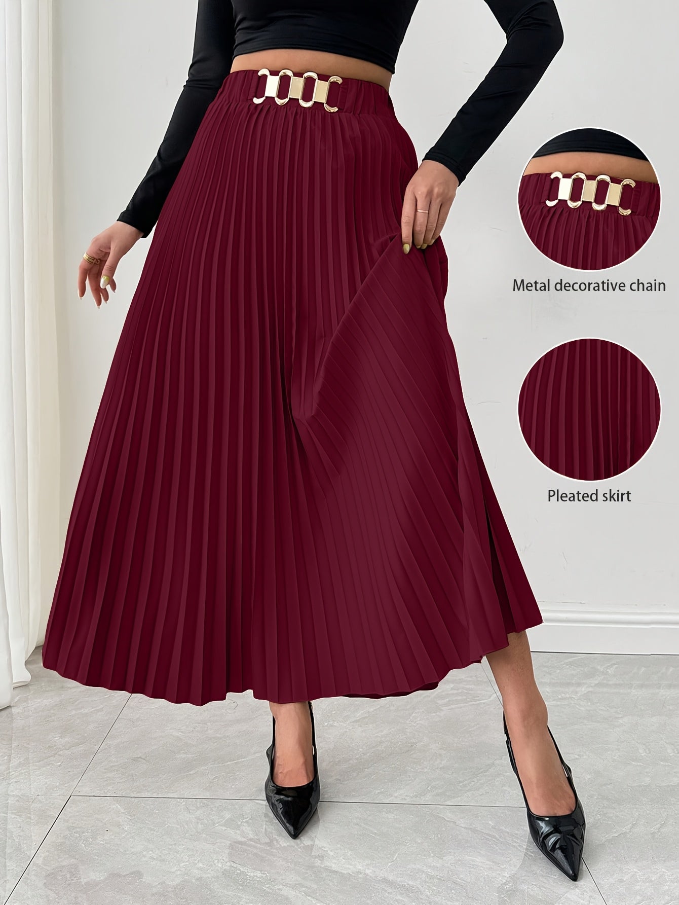 Boutique Pleated Skirt for Easy Styling with Waist Belt