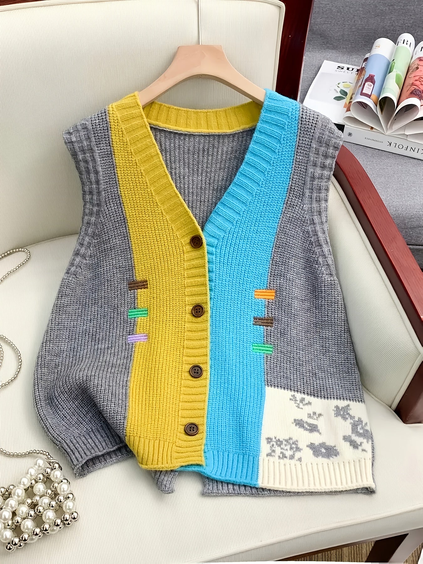Boutique Knit Vest Top for Easy Styling with V-Neckline