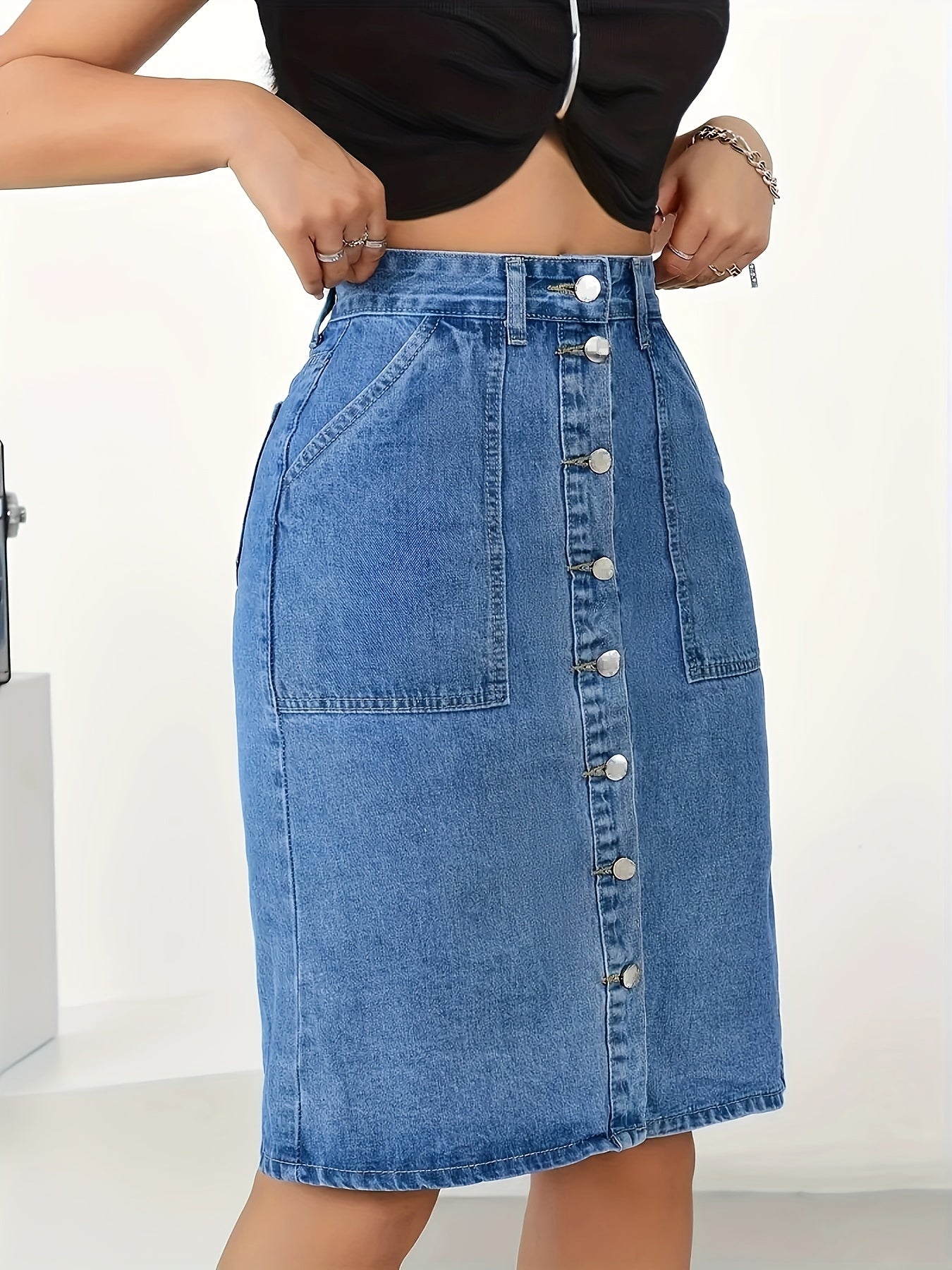 Denim Skirt for Polished Boutique Outfits with Denim Look
