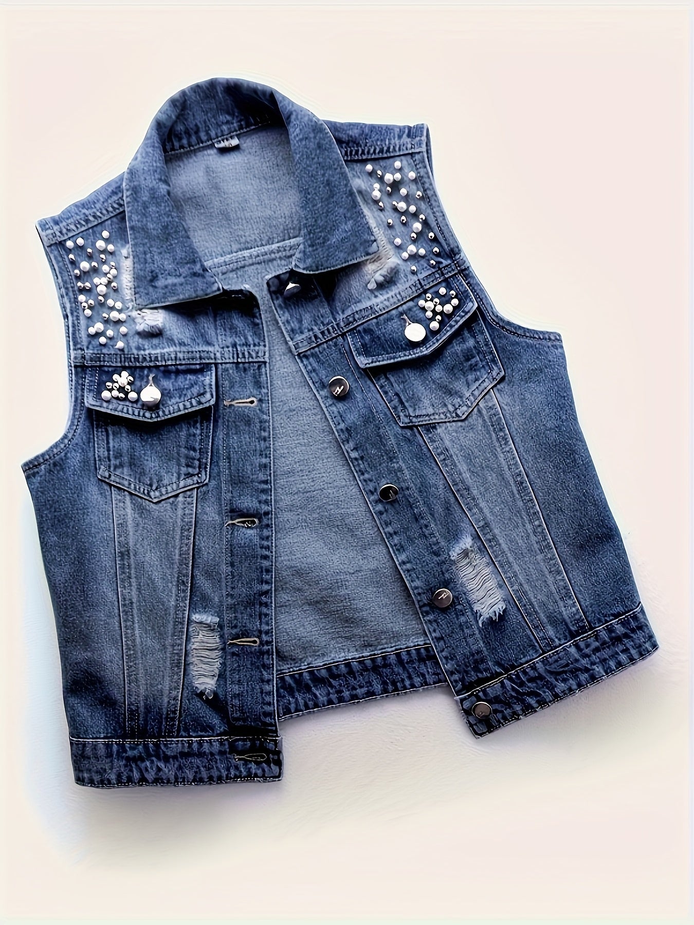 Boutique Button Front Vest for Easy Styling with Denim Look