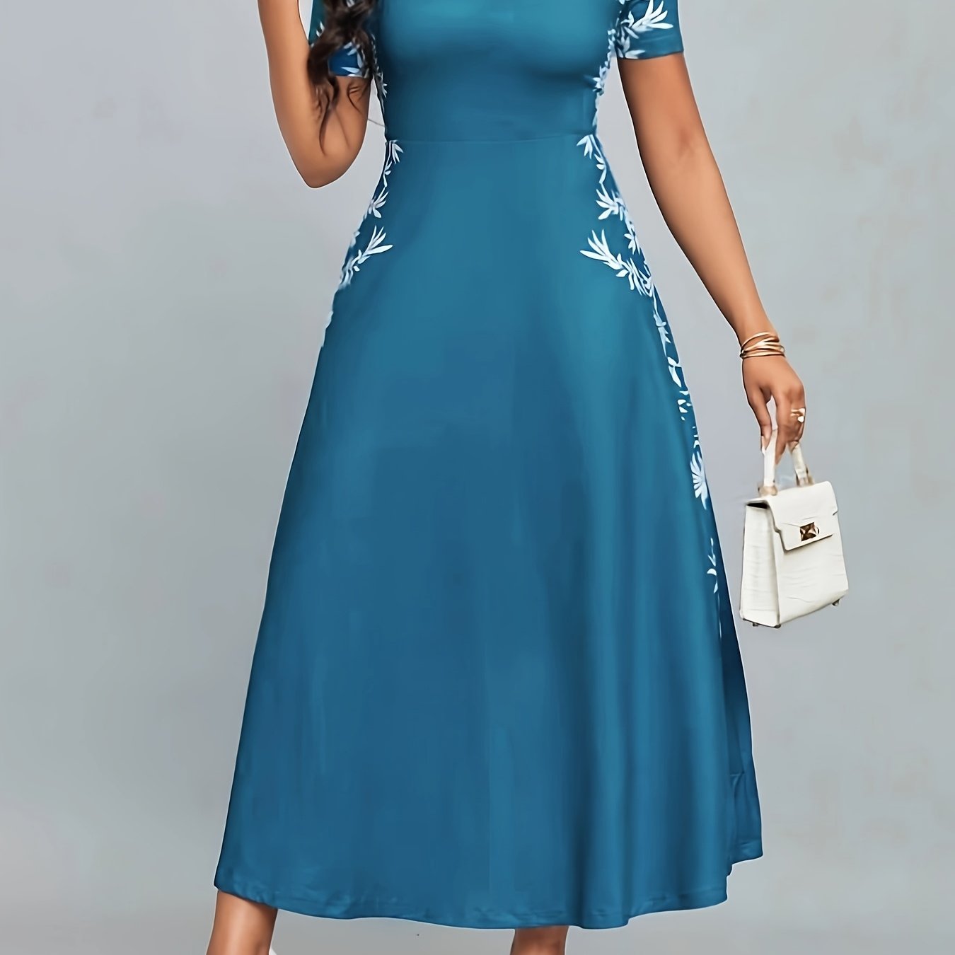 Printed Dress with a Refined Everyday Fit with Crew Neckline