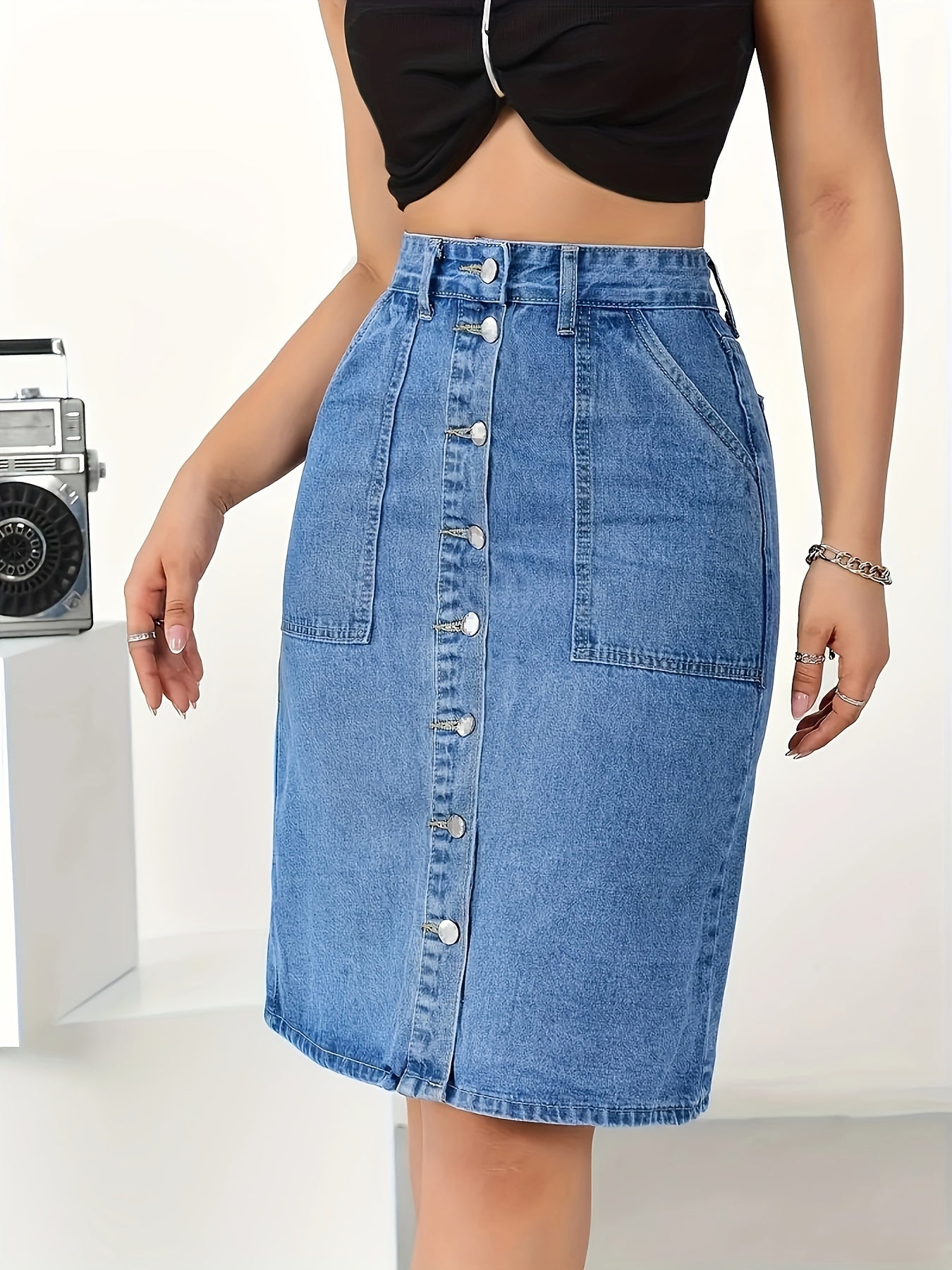 Denim Skirt for Polished Boutique Outfits with Denim Look