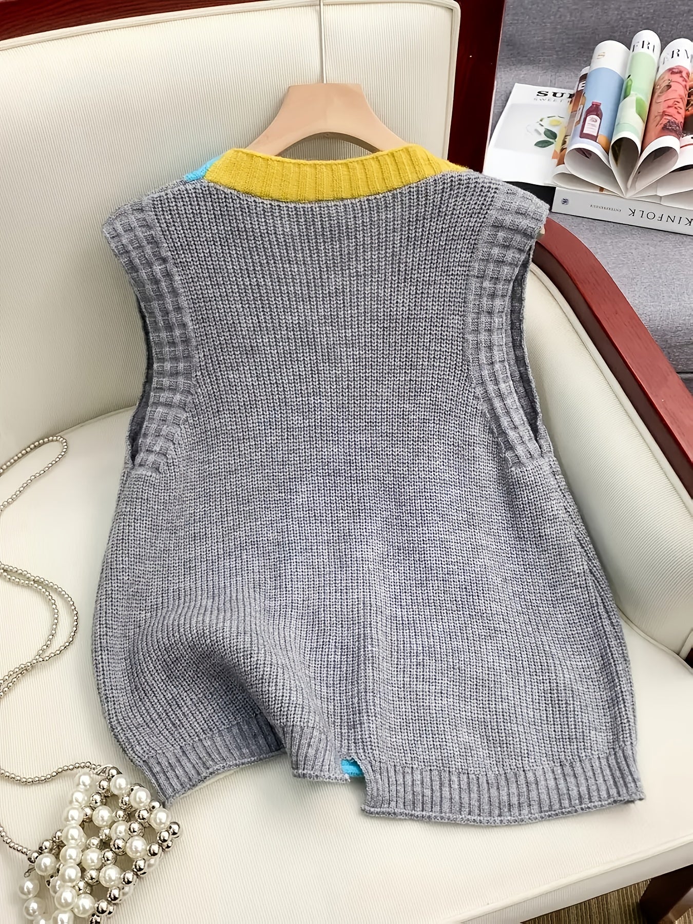 Boutique Knit Vest Top for Easy Styling with V-Neckline