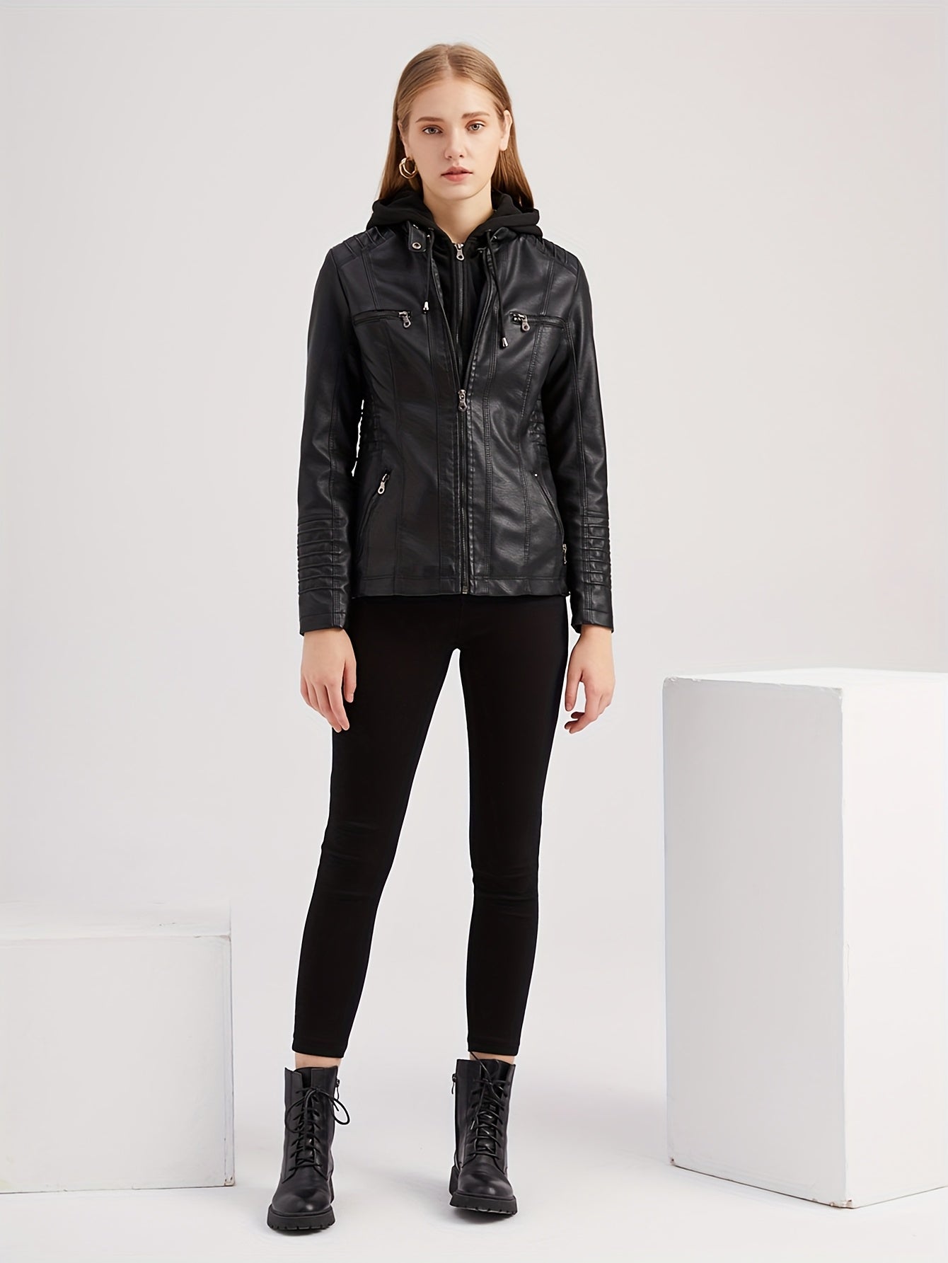 Boutique Faux Leather Jacket for Easy Styling with Faux Leather Finish
