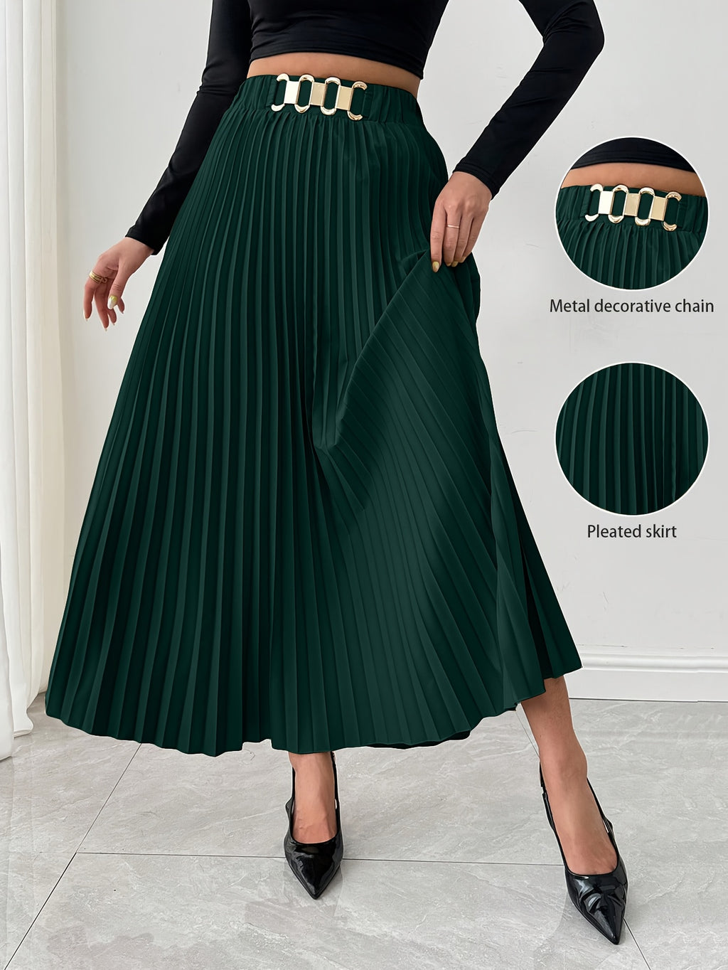 Boutique Pleated Skirt for Easy Styling with Waist Belt
