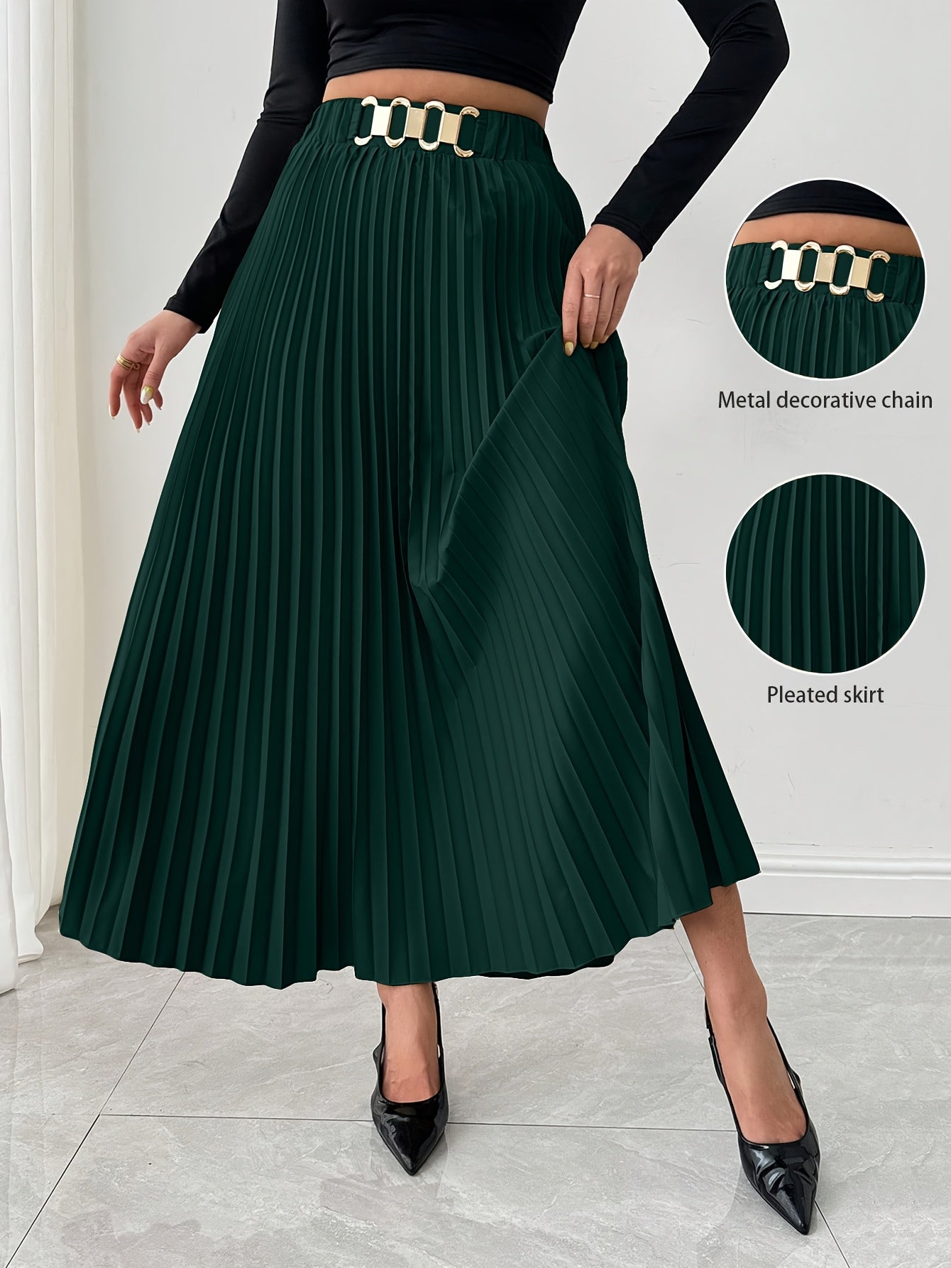 Boutique Pleated Skirt for Easy Styling with Waist Belt