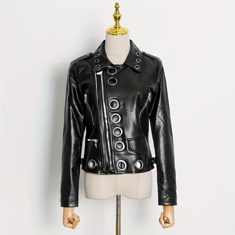 Faux Leather Moto Jacket with a Refined Everyday Fit with Faux Leather Finish