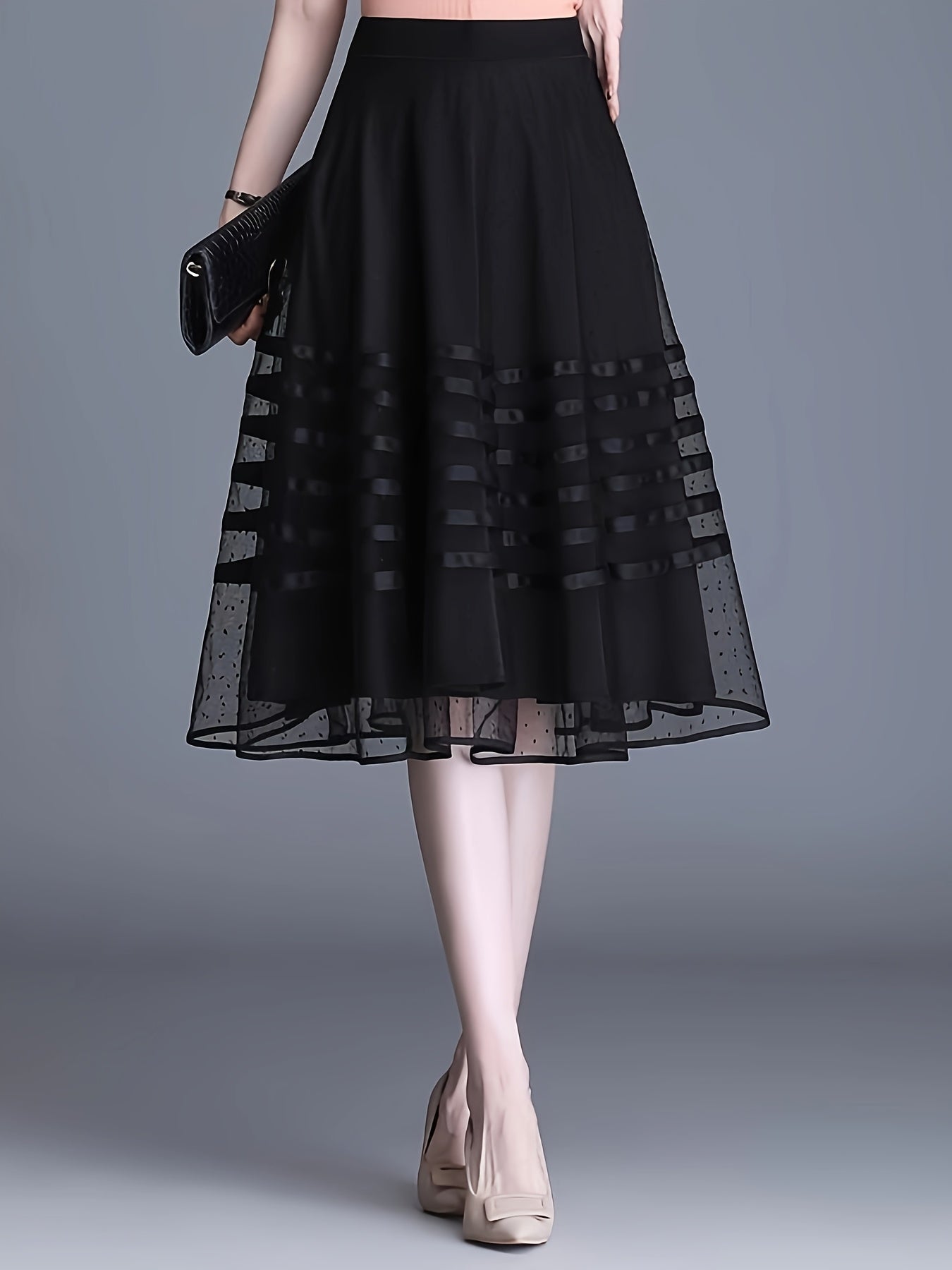 Boutique Pleated Skirt for Easy Styling with Striped Pattern