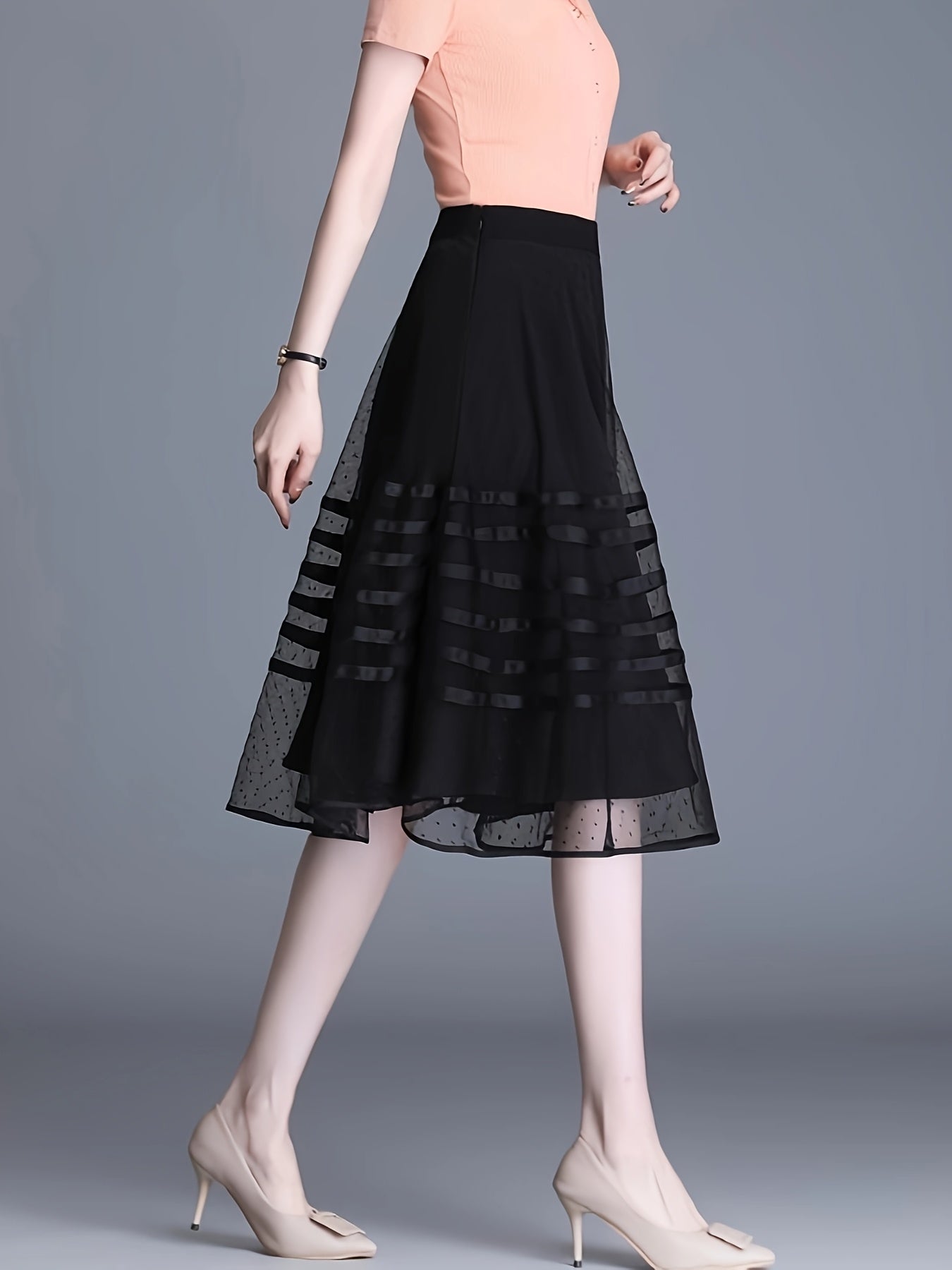 Boutique Pleated Skirt for Easy Styling with Striped Pattern