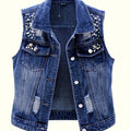 Boutique Button Front Vest for Easy Styling with Denim Look