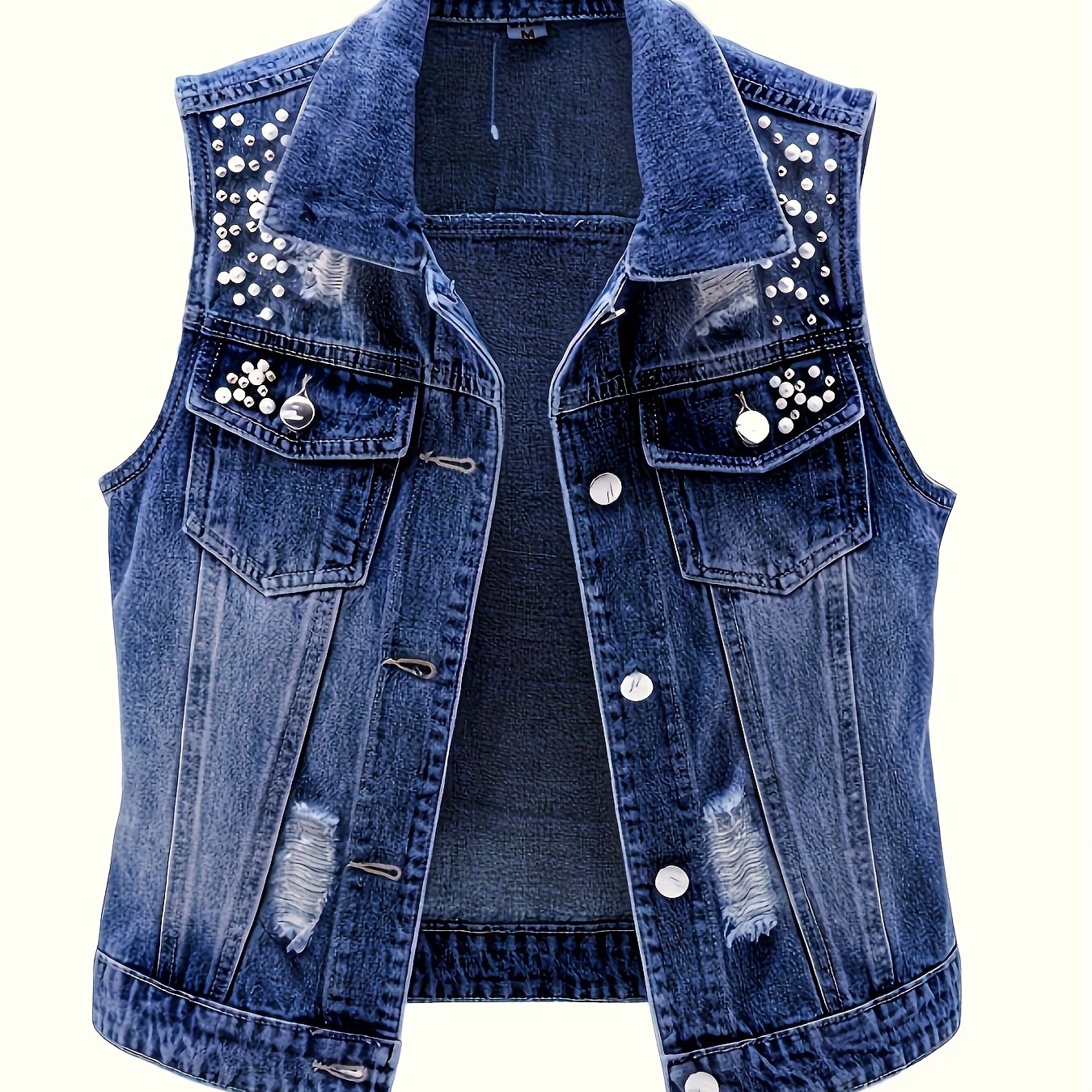 Boutique Button Front Vest for Easy Styling with Denim Look