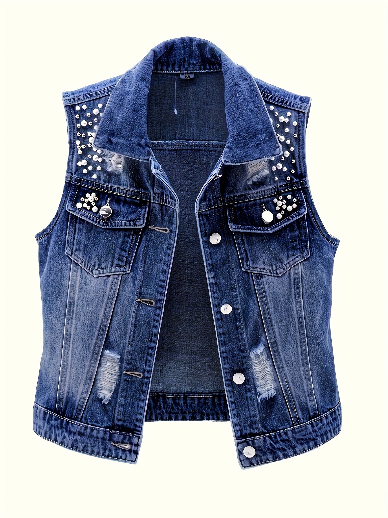 Boutique Button Front Vest for Easy Styling with Denim Look