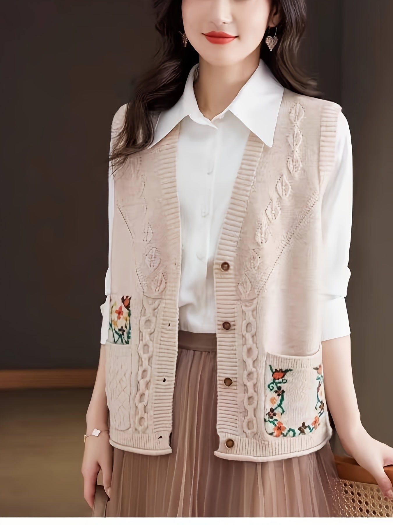 Boutique Knit Vest Top for Easy Styling with Floral Print