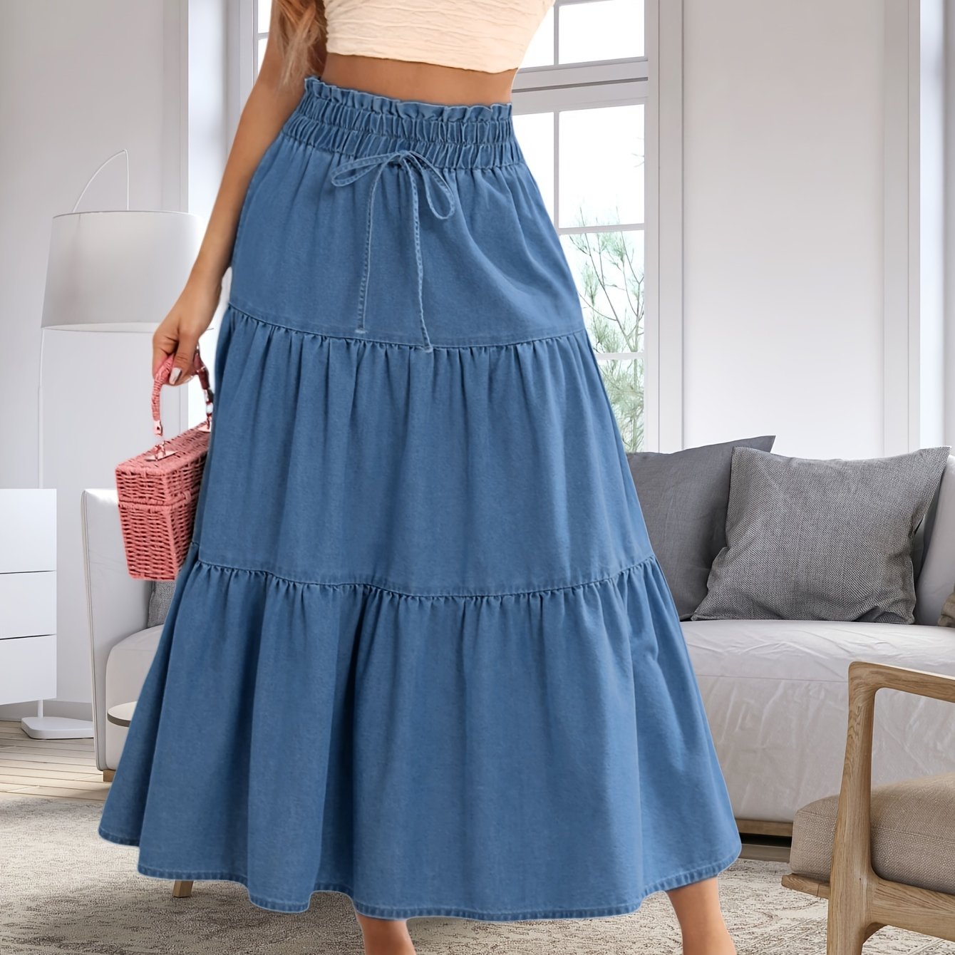 Denim Skirt with a Refined Everyday Fit with Denim Look