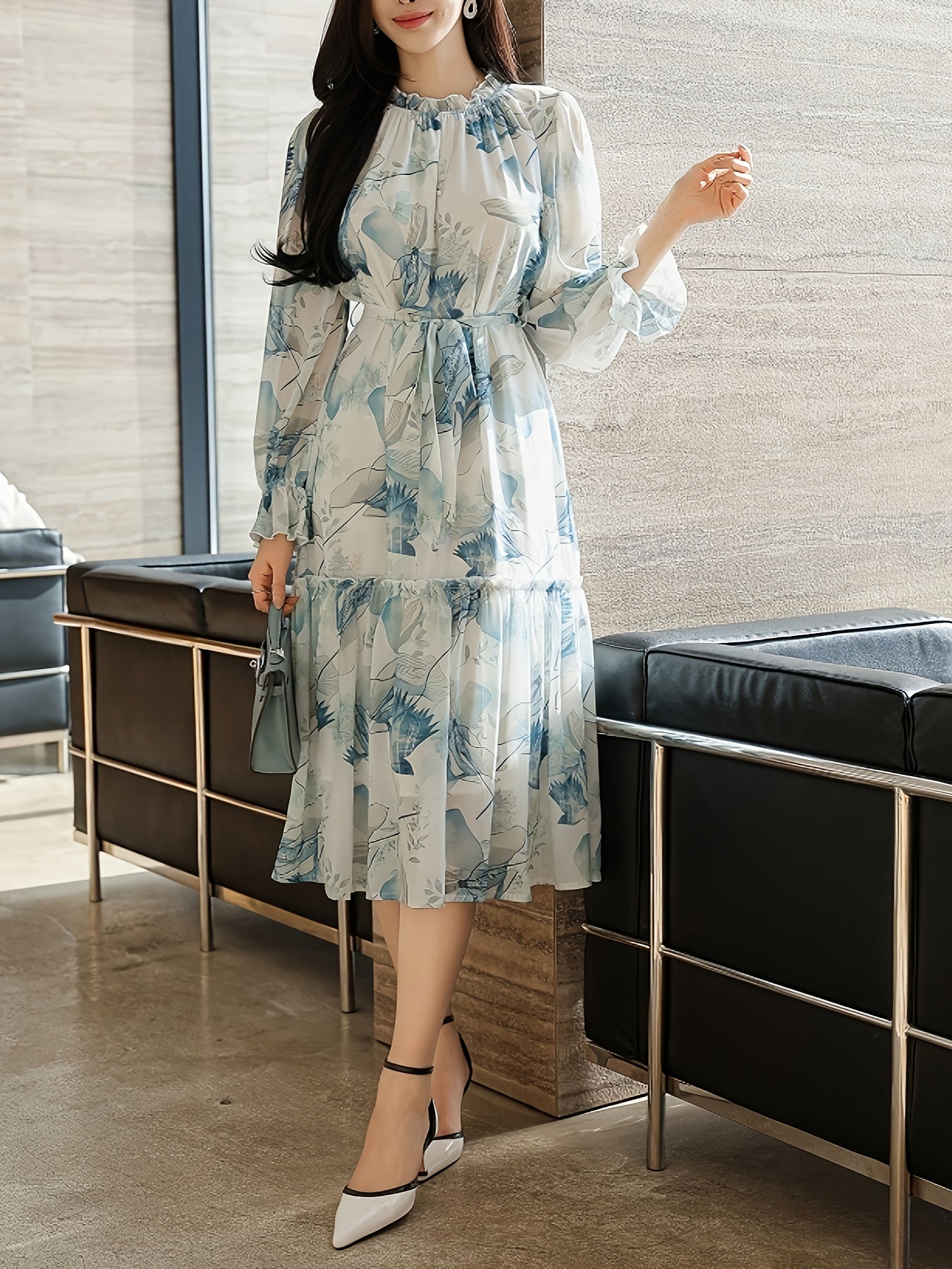 Modern Floral Midi Dress for Fresh Wardrobe Looks with Floral Print