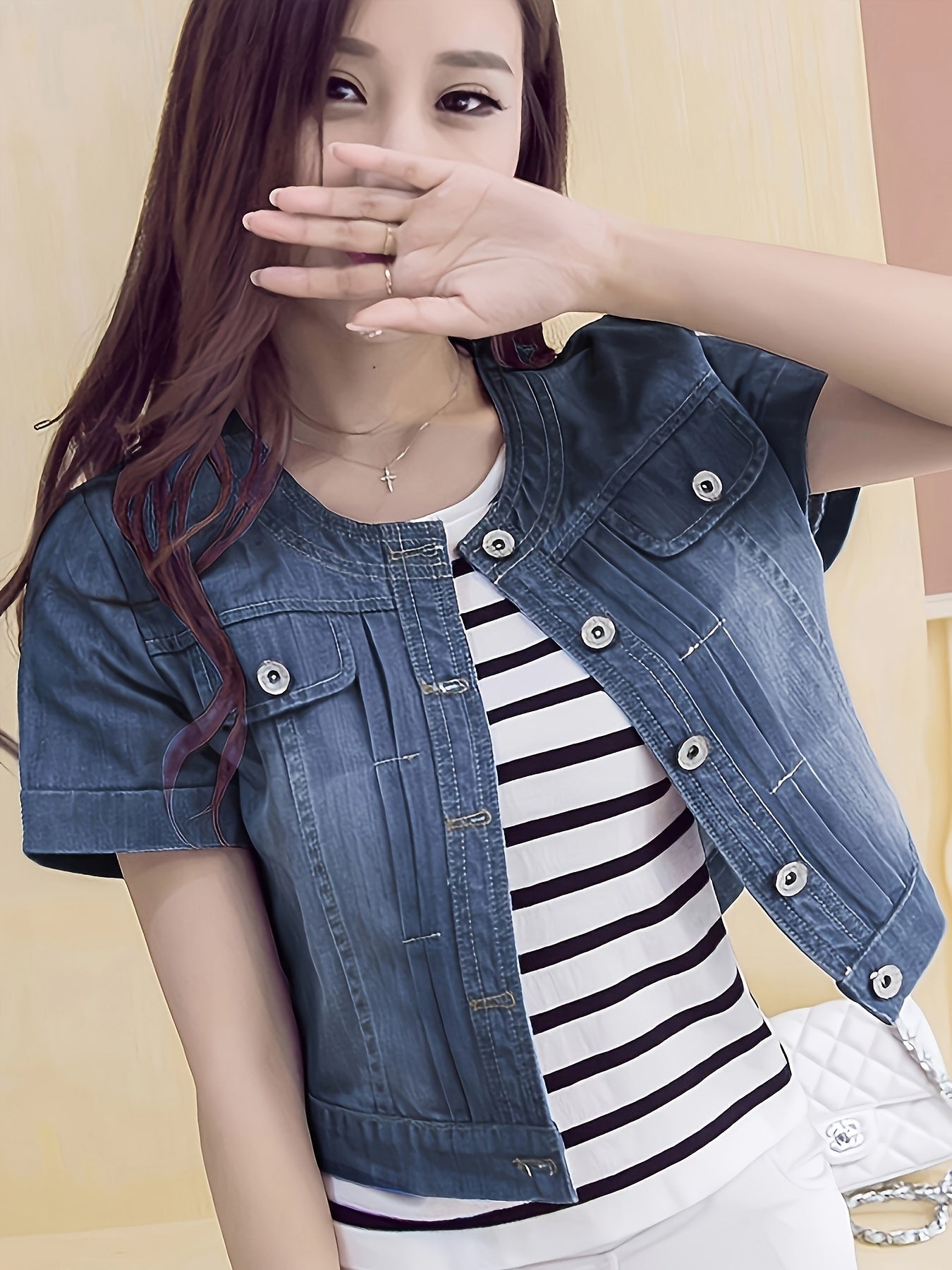 Boutique Cropped Denim Jacket for Easy Styling with Denim Look