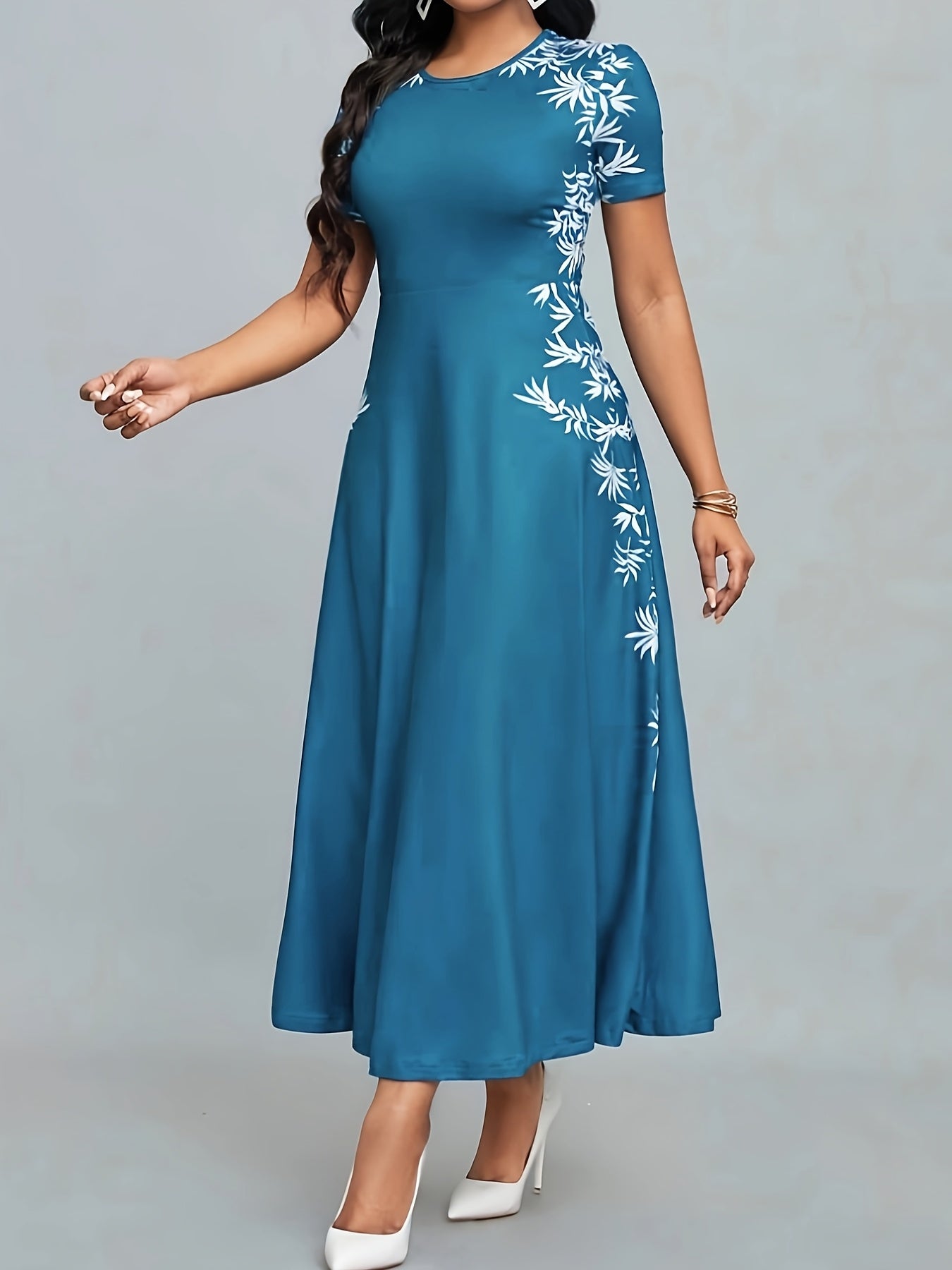 Printed Dress with a Refined Everyday Fit with Crew Neckline