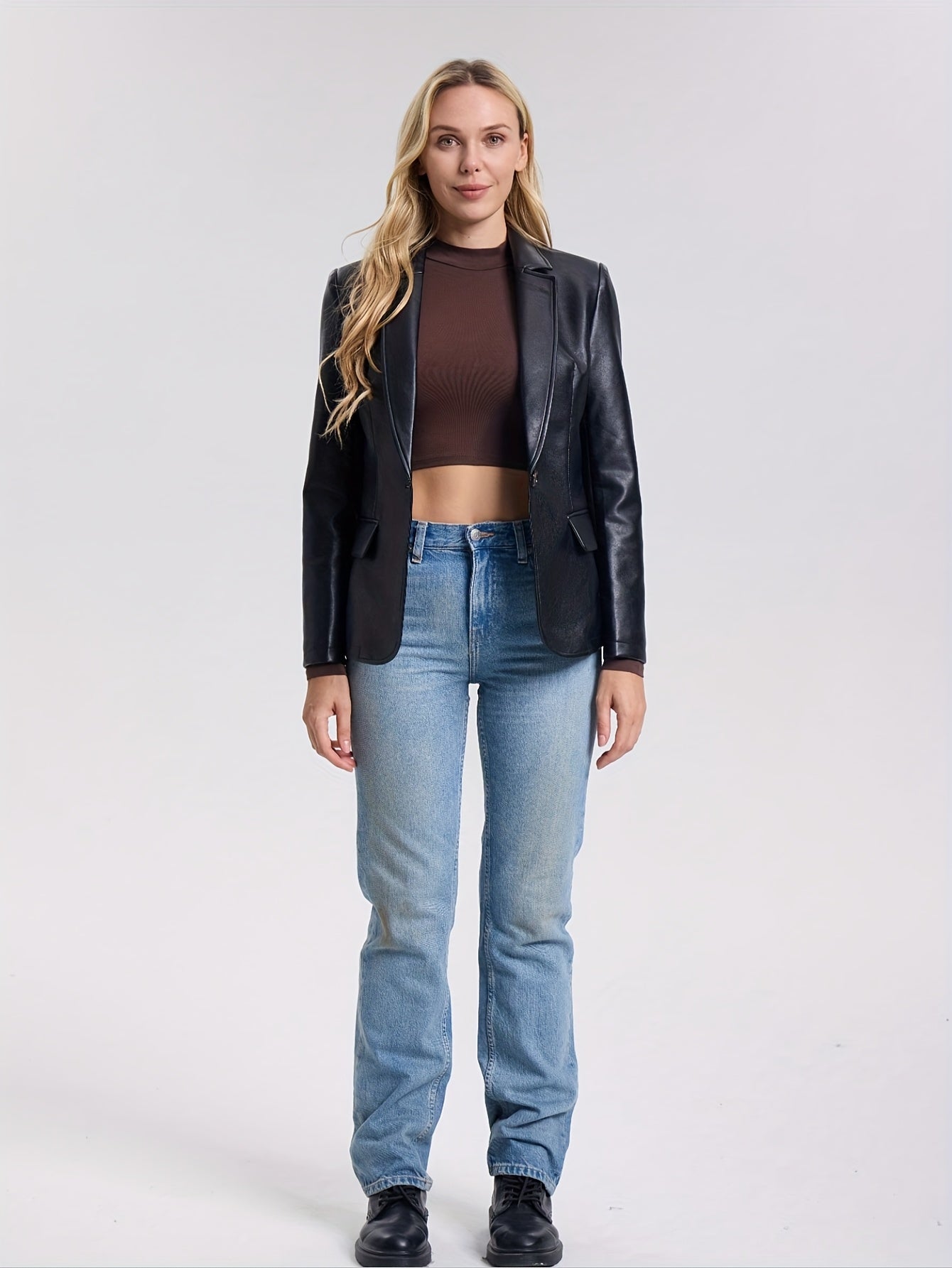 Faux Leather Jacket with a Refined Everyday Fit with Faux Leather Finish