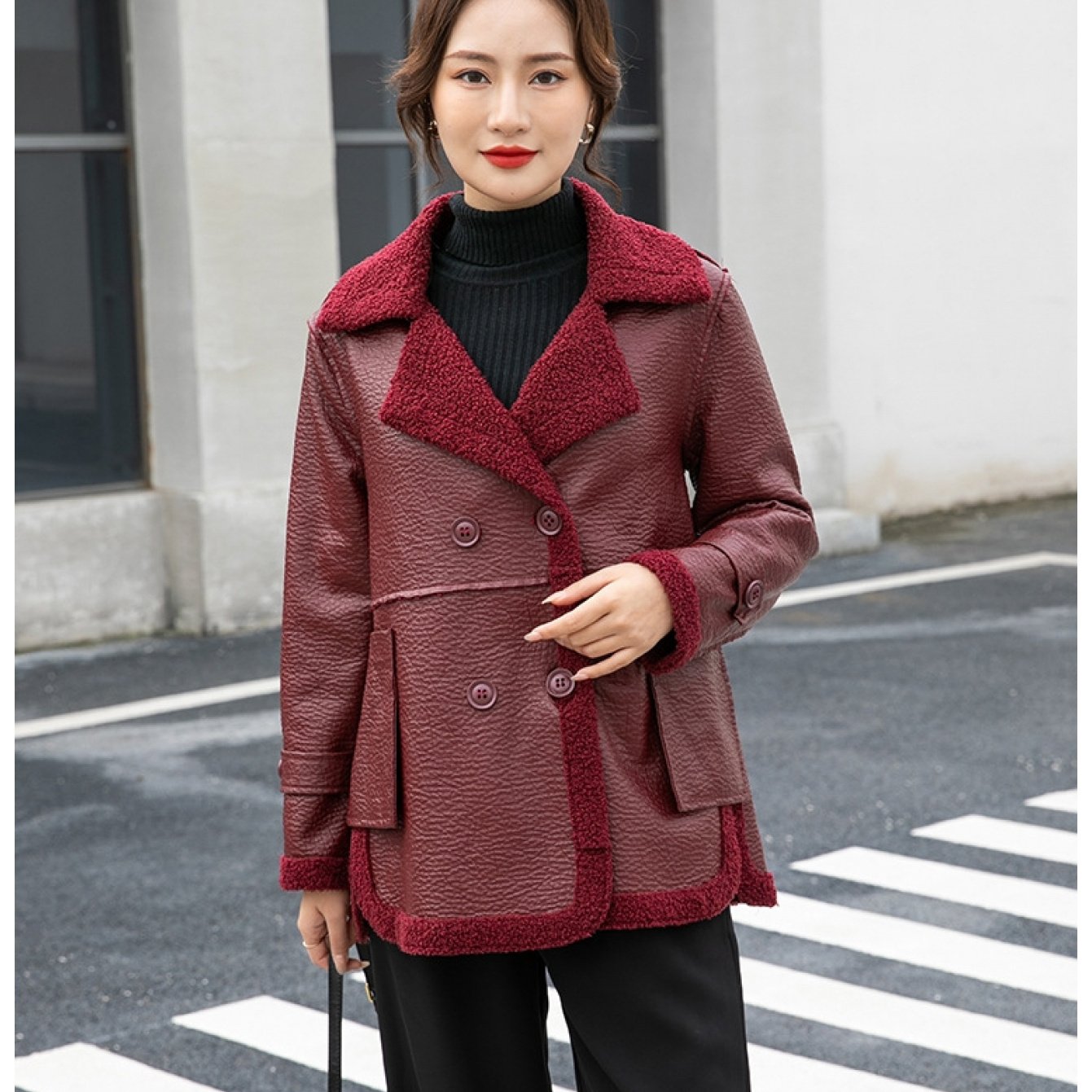 Boutique Faux Leather Jacket for Easy Styling with Faux Leather Finish