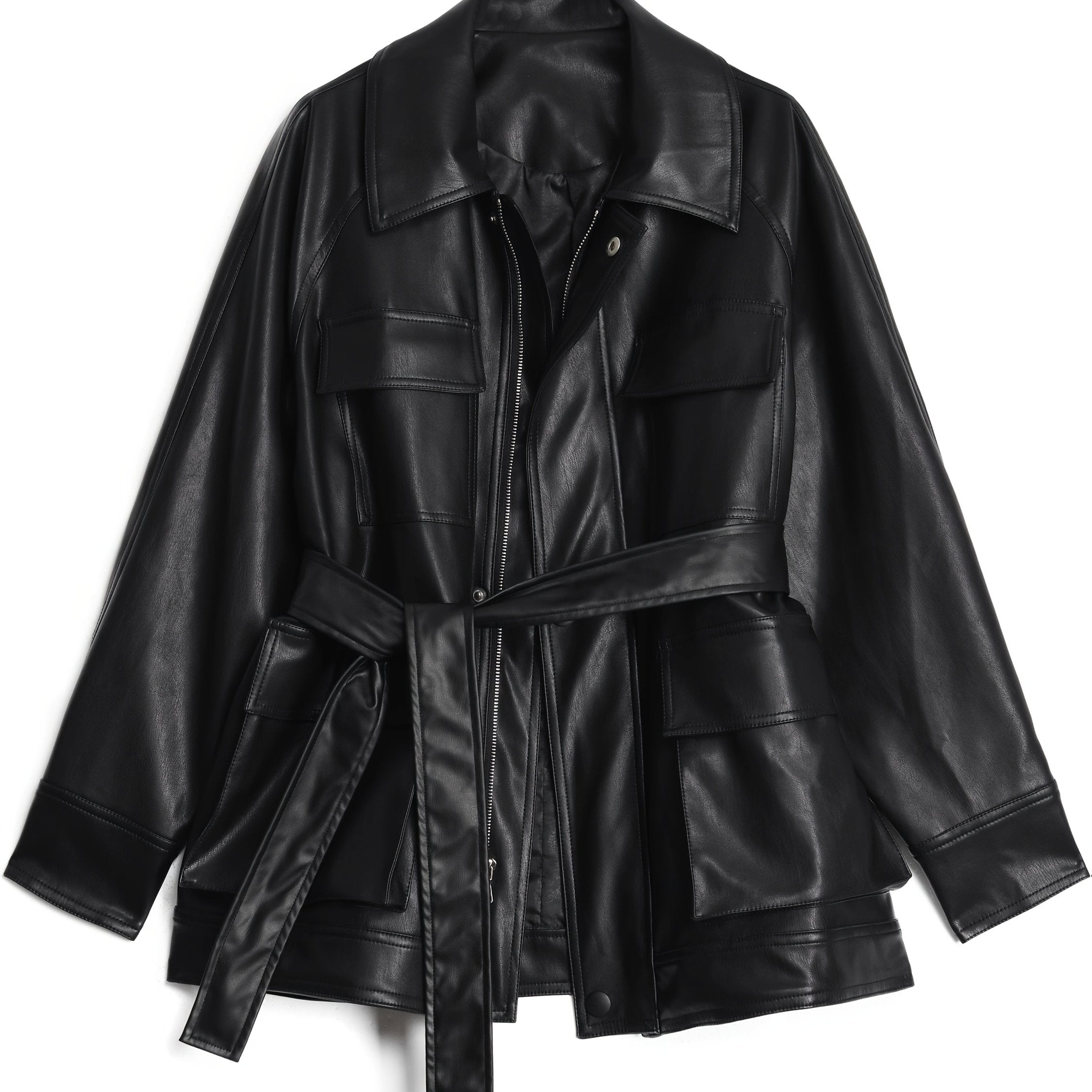 Faux Leather Jacket with a Refined Everyday Fit with Faux Leather Finish