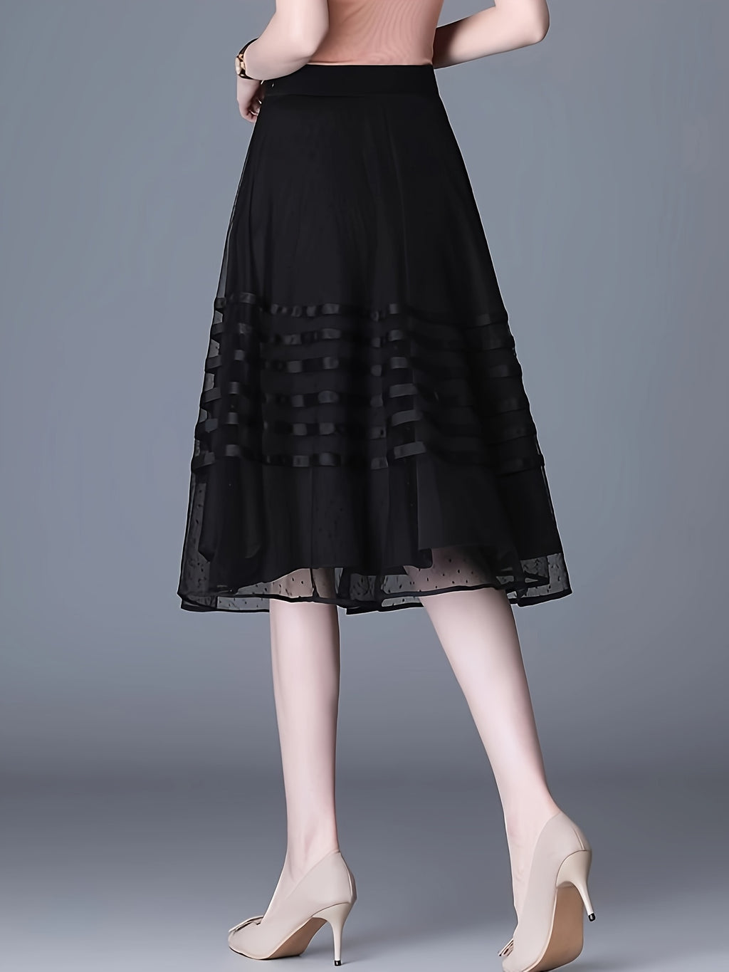 Boutique Pleated Skirt for Easy Styling with Striped Pattern