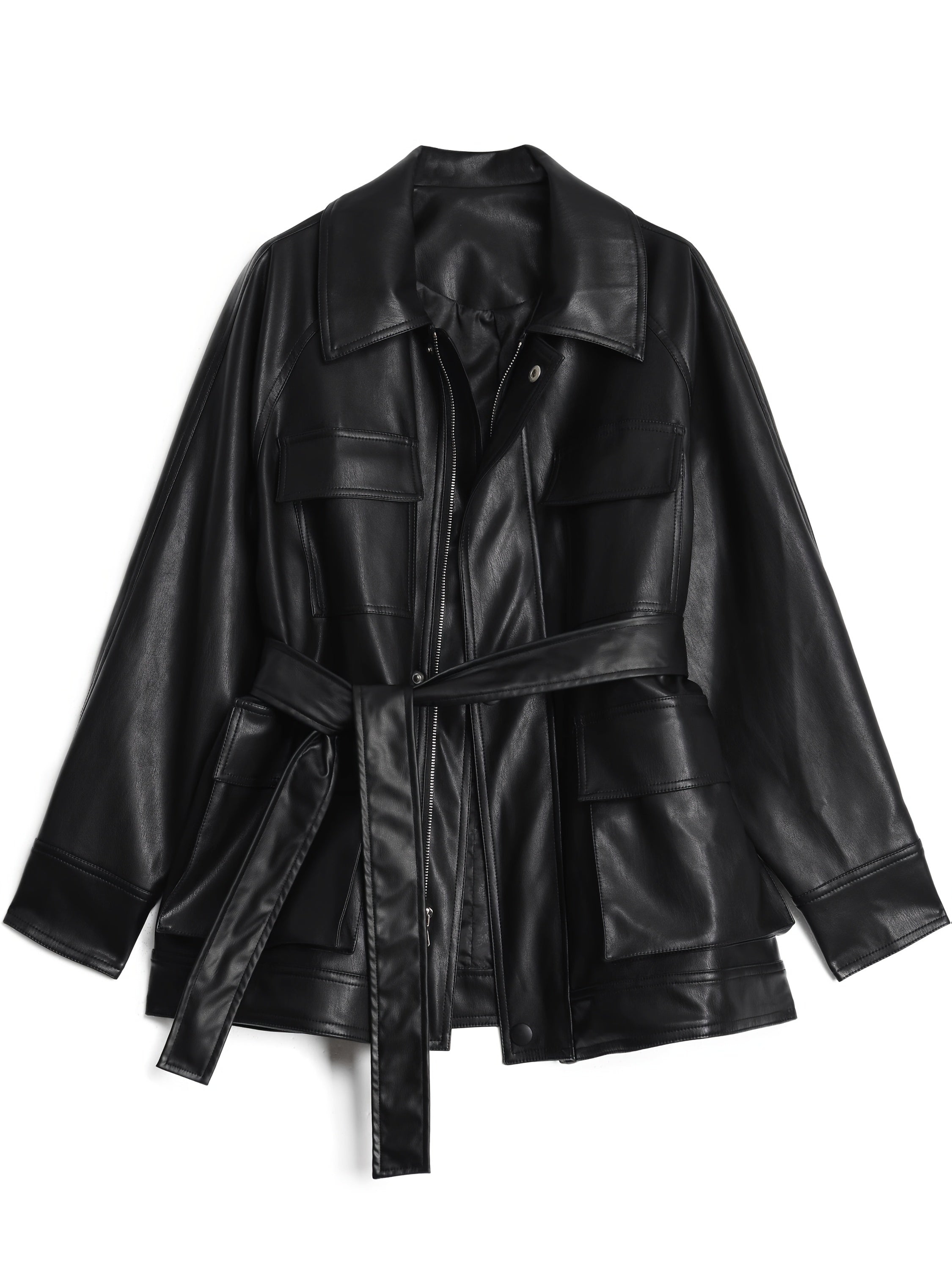 Faux Leather Jacket with a Refined Everyday Fit with Faux Leather Finish