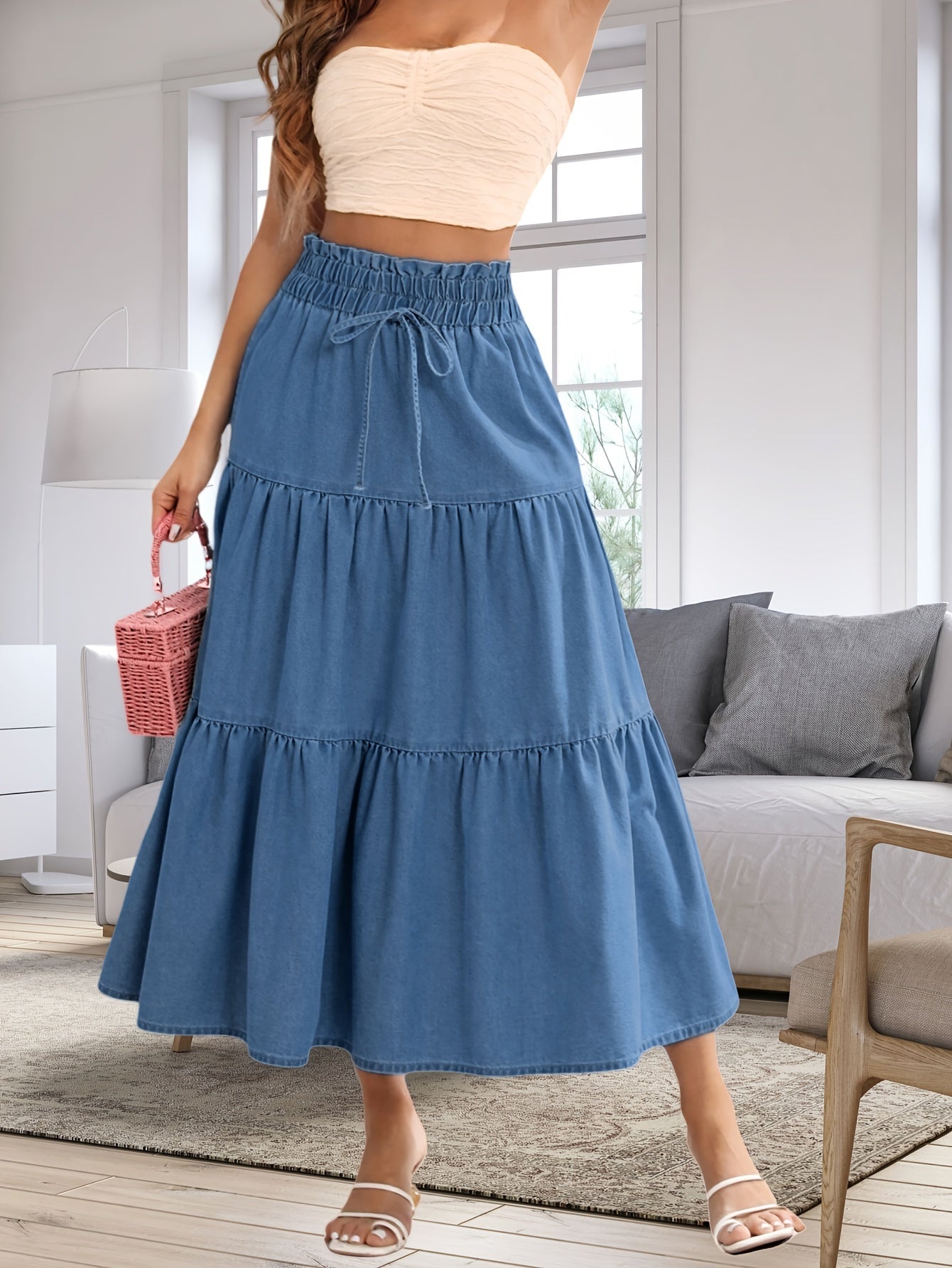 Denim Skirt with a Refined Everyday Fit with Denim Look