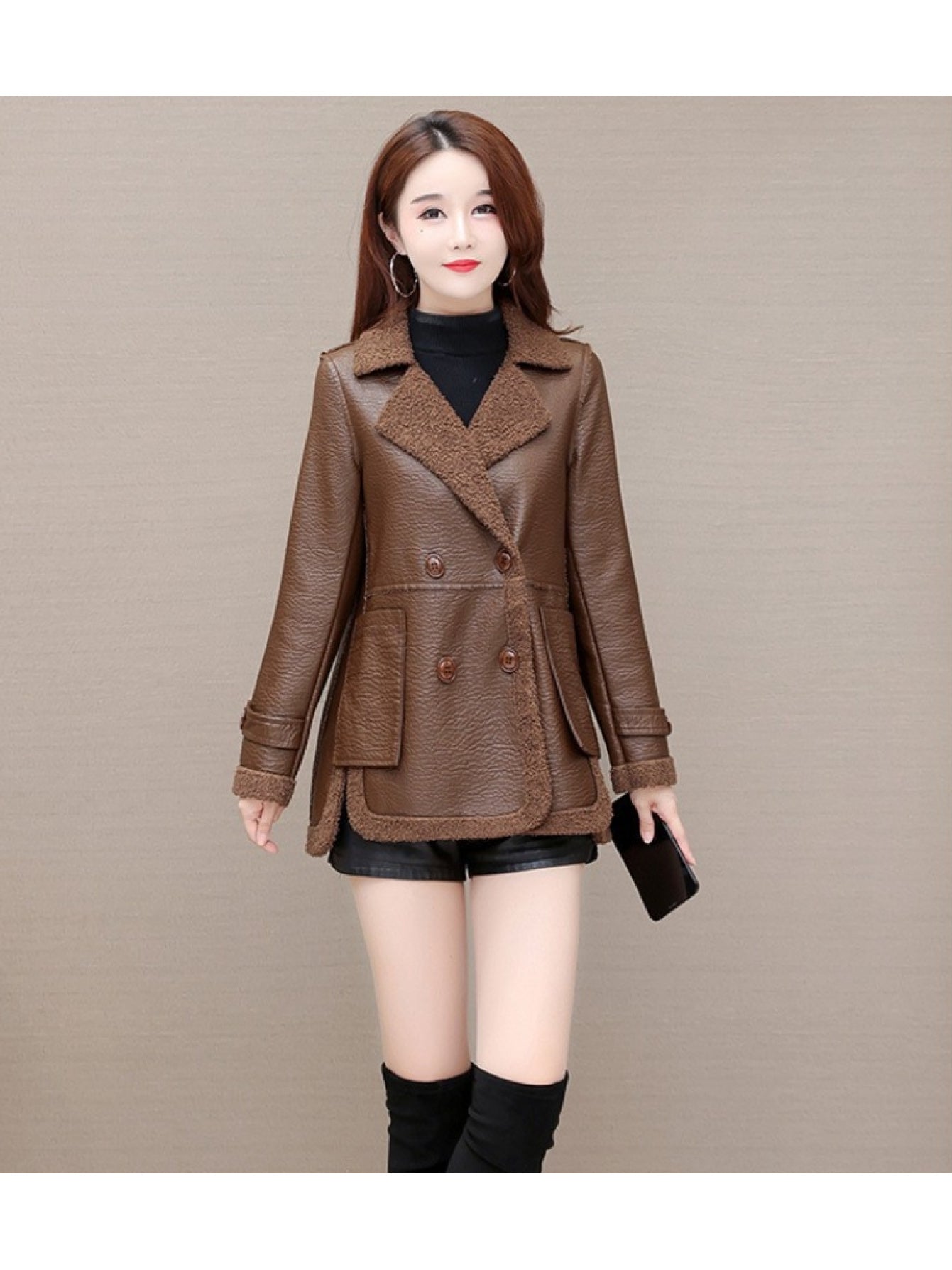 Boutique Faux Leather Jacket for Easy Styling with Faux Leather Finish