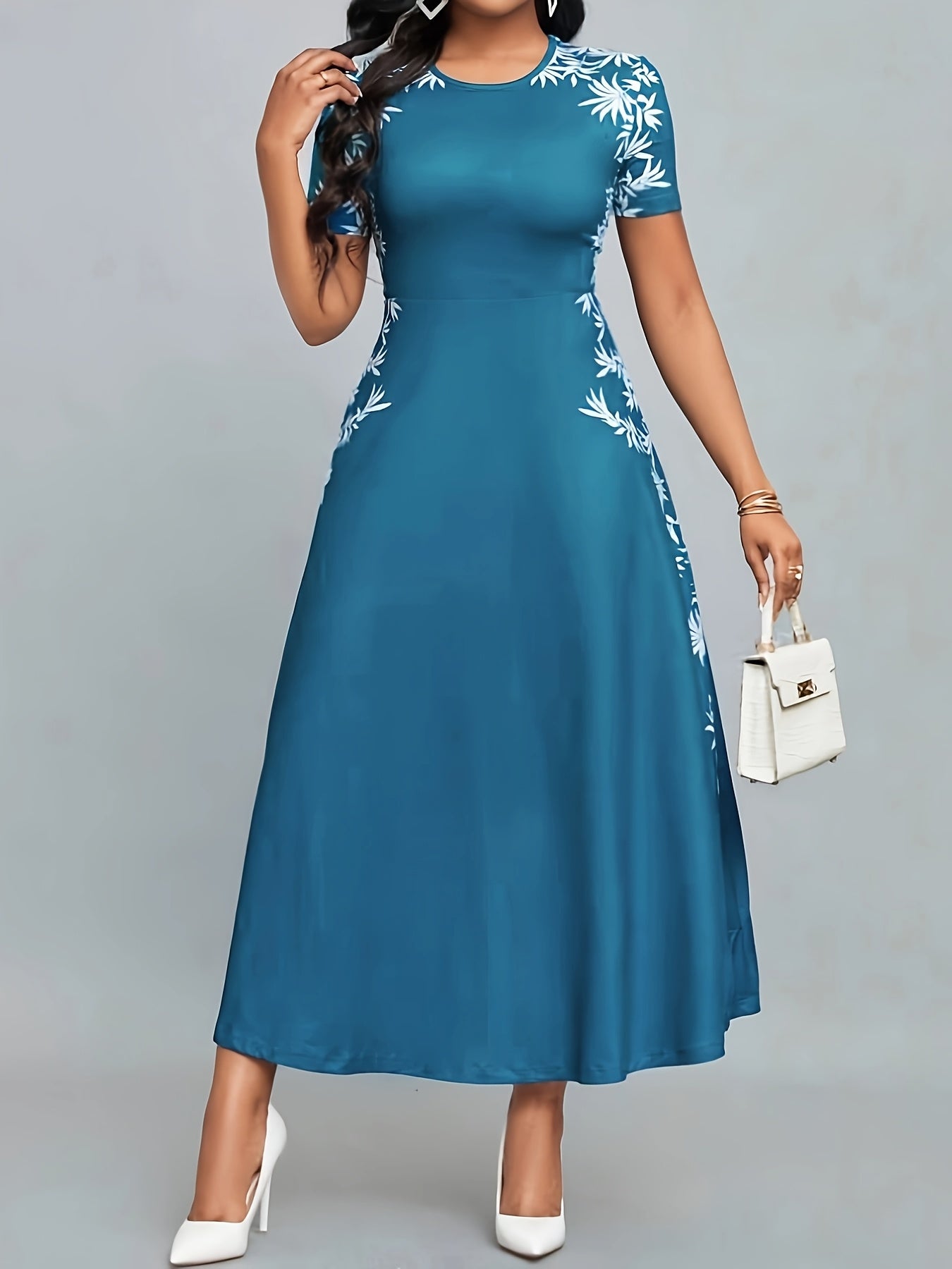 Printed Dress with a Refined Everyday Fit with Crew Neckline