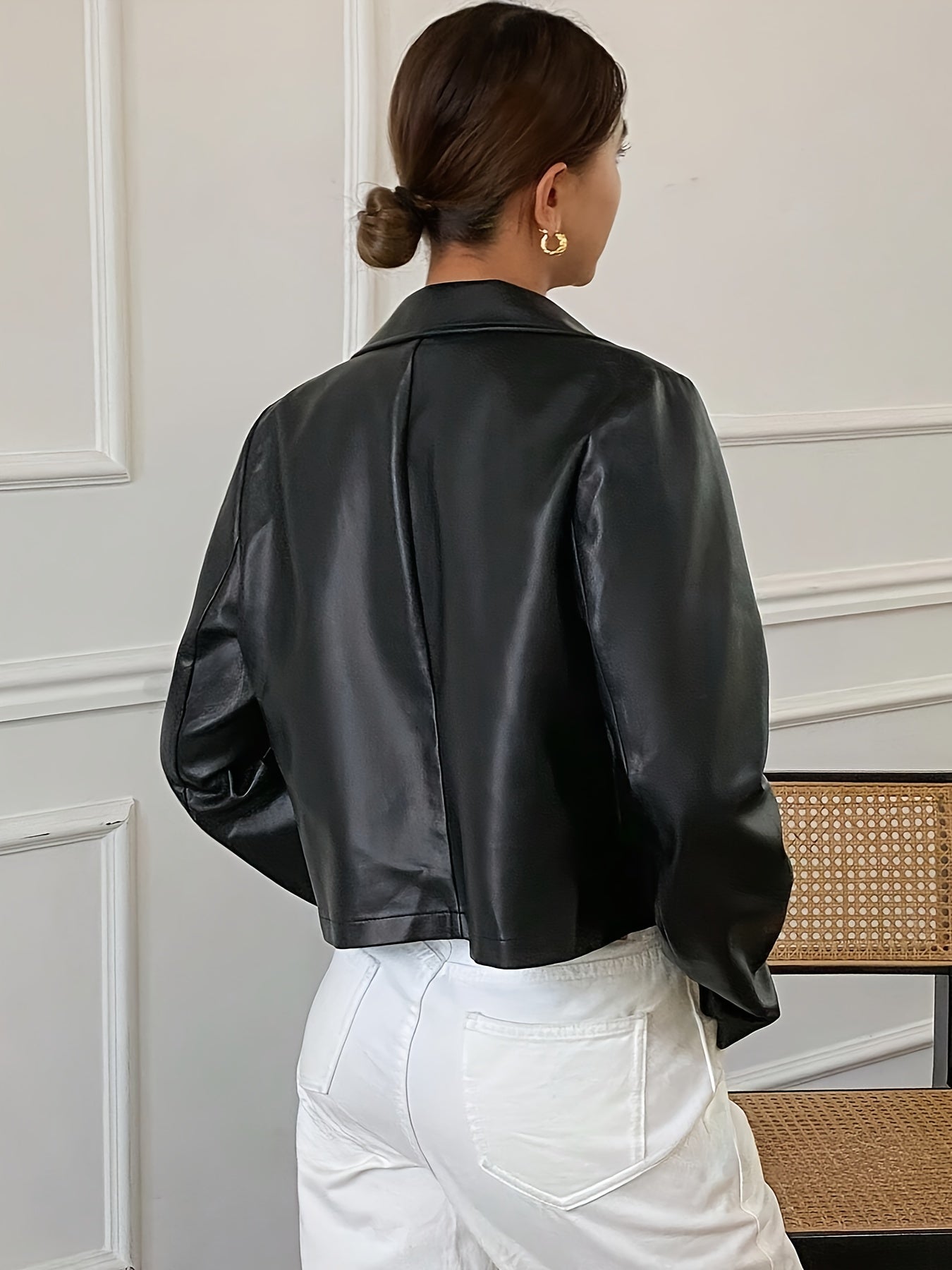 Faux Leather Jacket with a Refined Everyday Fit with Faux Leather Finish